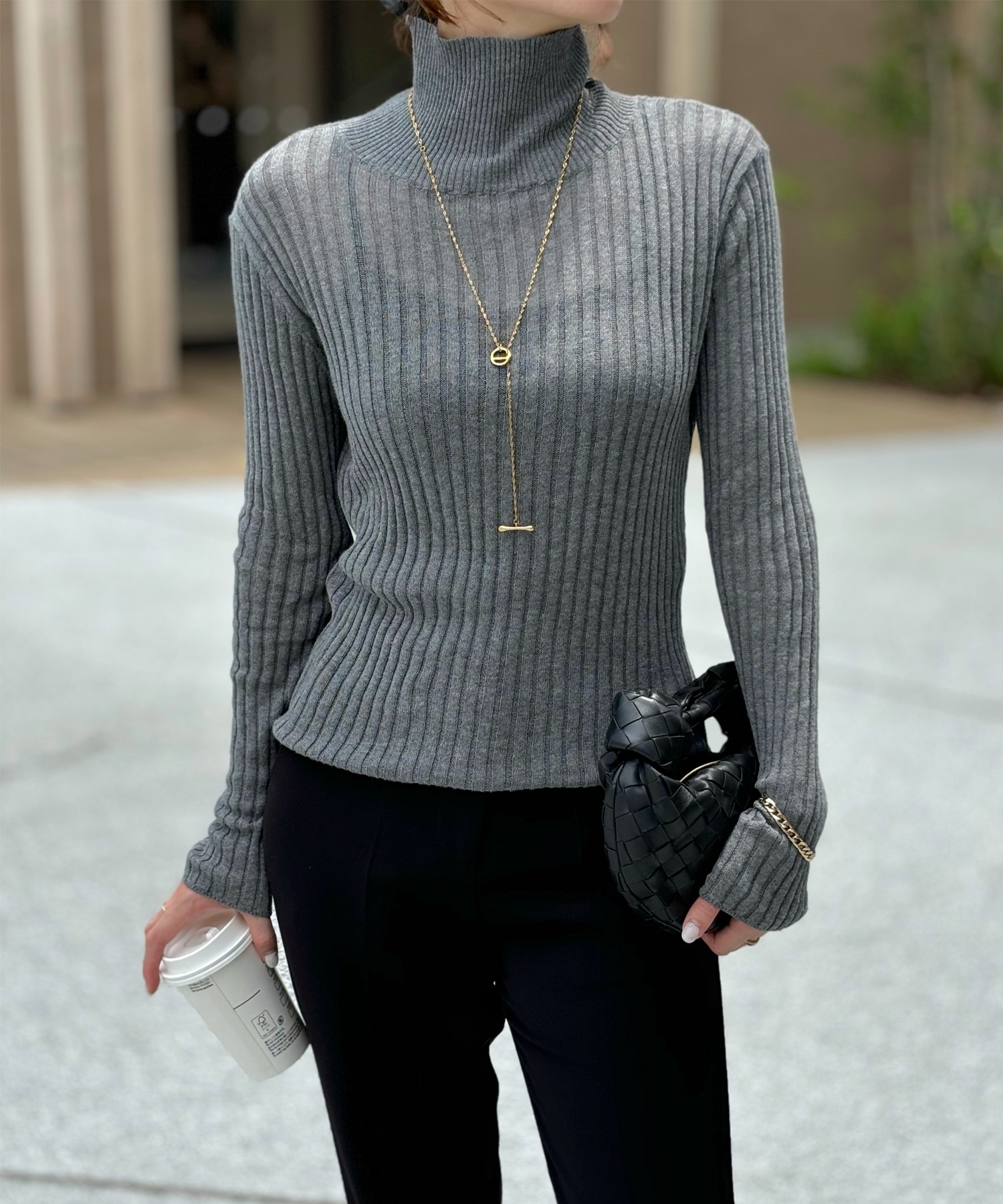 n*m様 SHE Tokyo ネイビー リブ編み タートル長袖ニット シアーリブタートルニットプルオーバー Emma Taylor│STYLEDOOR