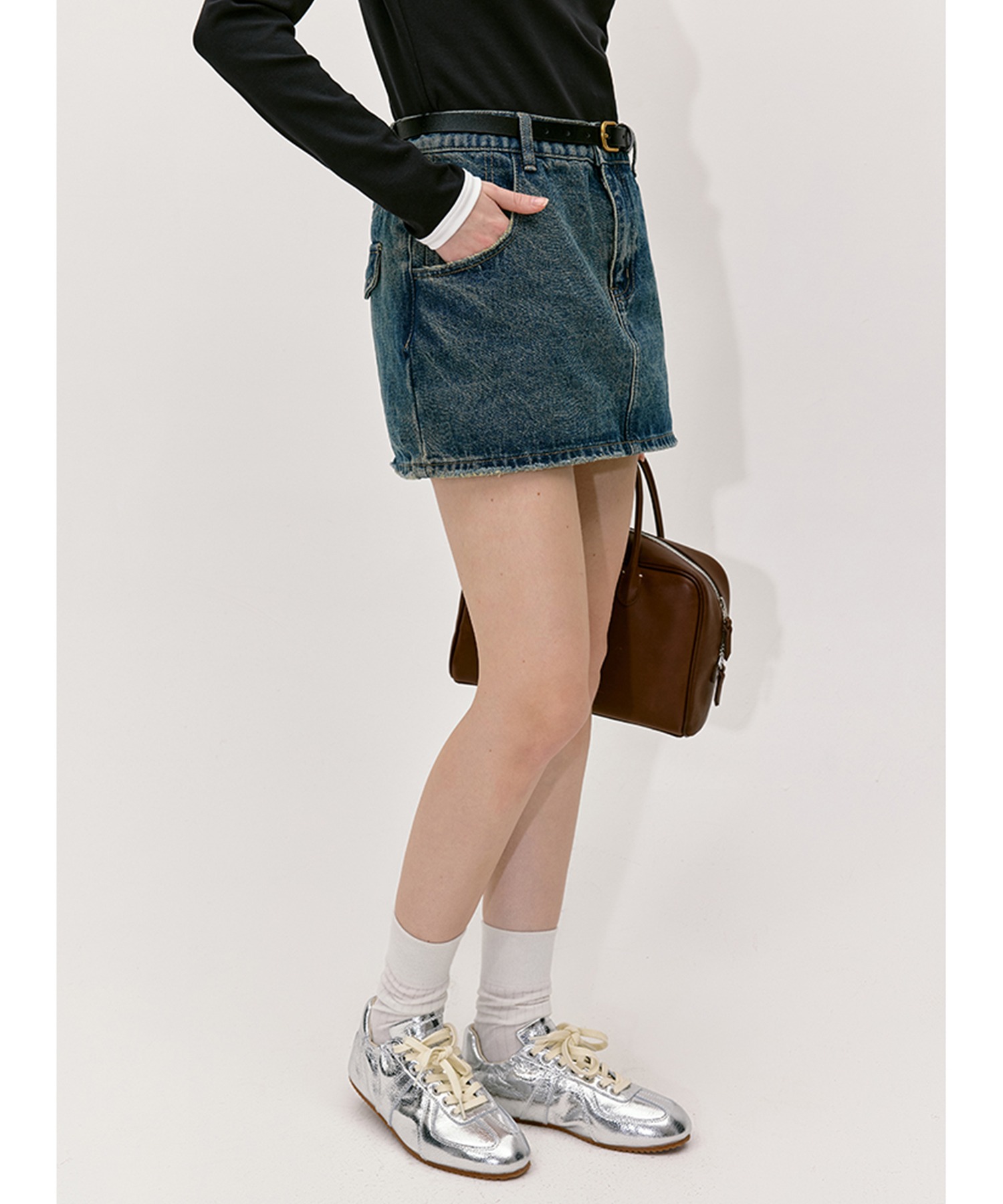 うーたん DIESEL フレアデニムミニスカート 24 インチ インパン付 pumpkin port（パンプキンポート）の「デニムWフリル インパン付