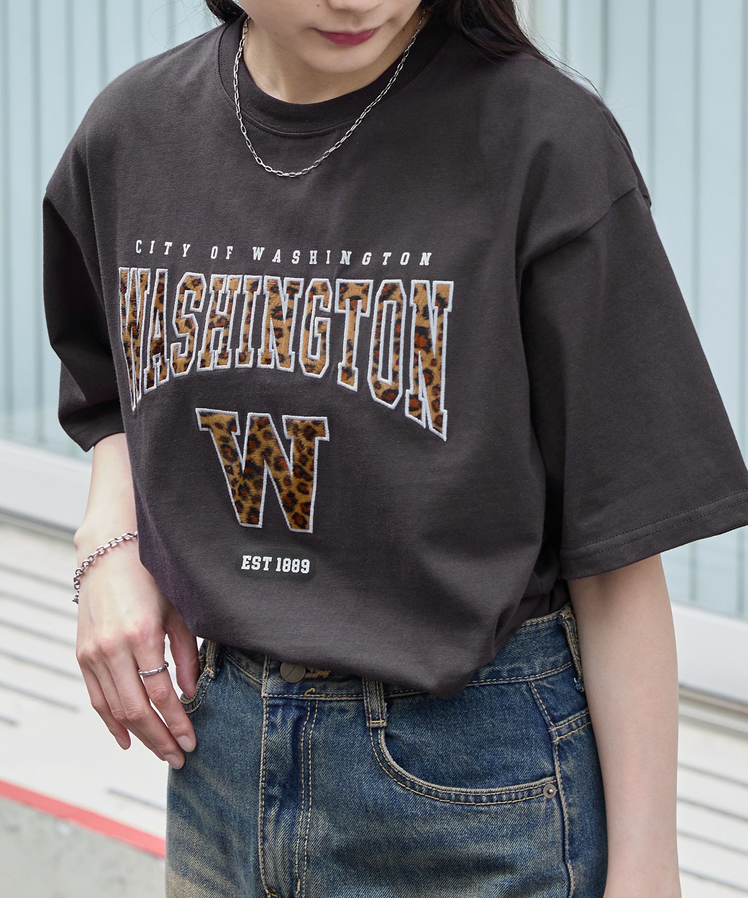 カレッジレオパードパッチロゴ刺繍半袖Tシャツ MONO-MART│MONO