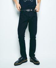 ブラックデニム スリムテーパードパンツ