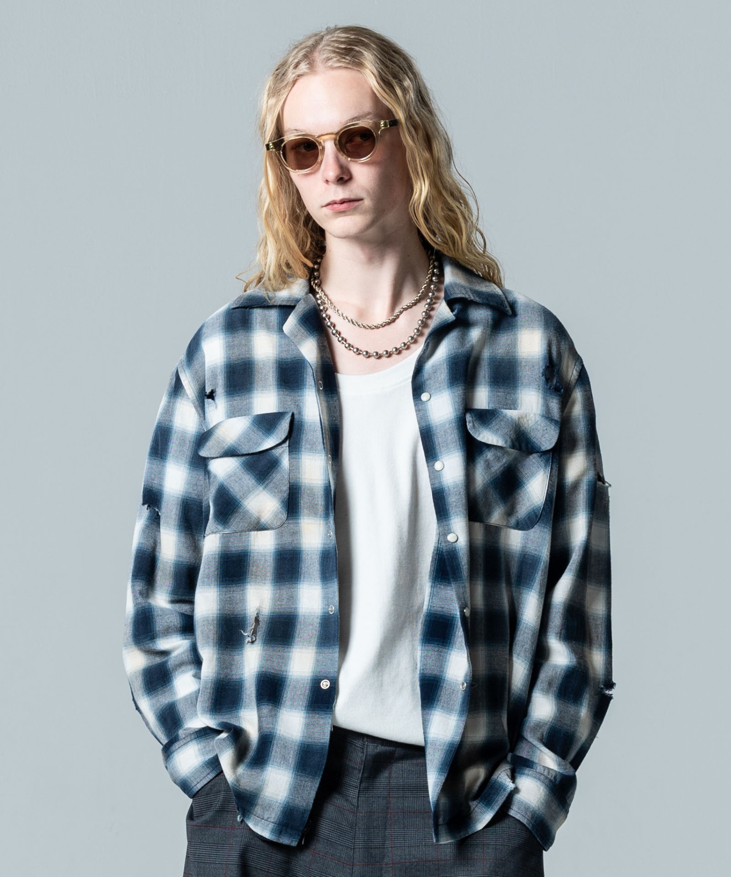 Damage Check Shirt — рубашка с эффектом потёртостей