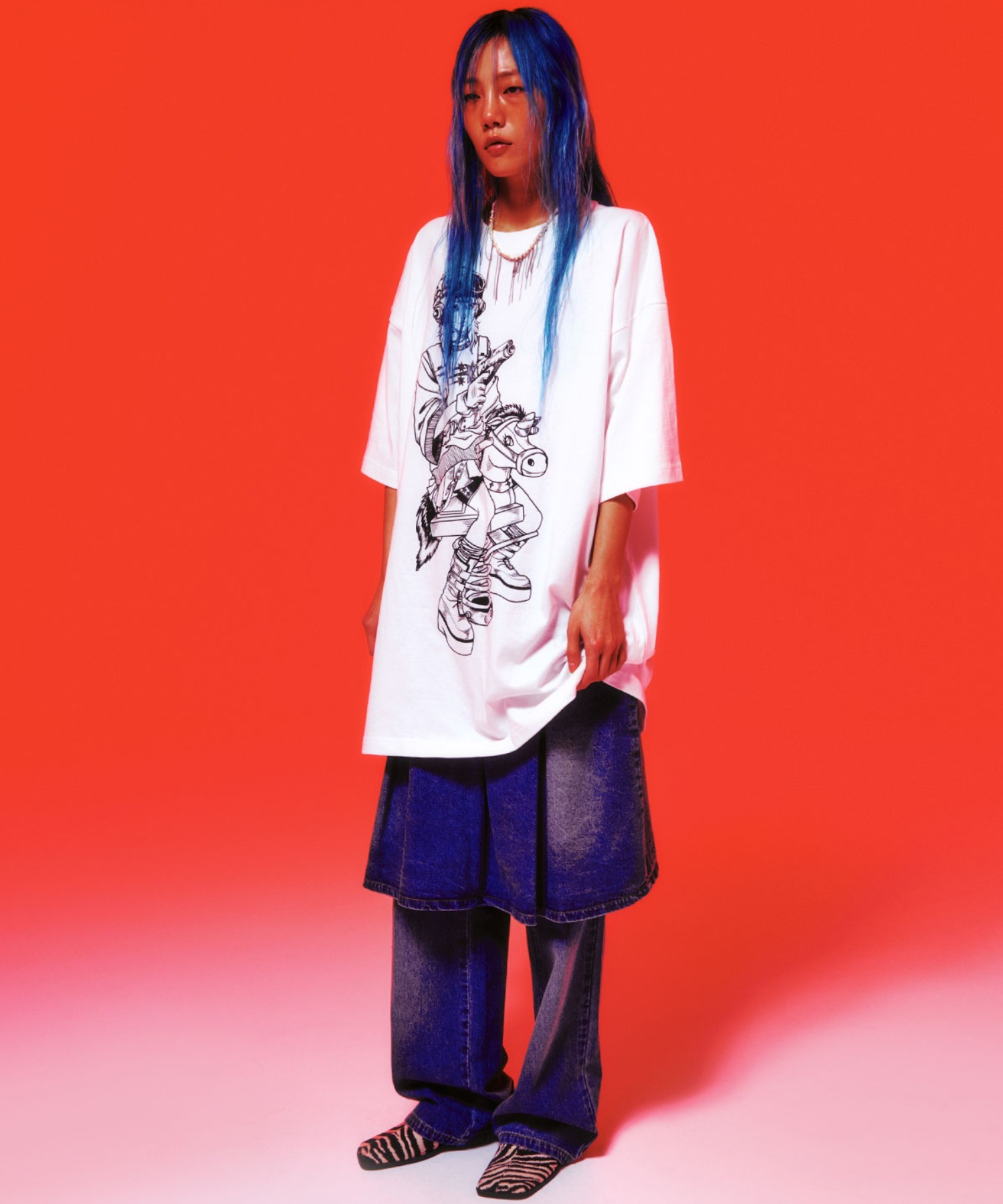 Tシャツ・カットソー [NICEGHOSTCLUB]GIRL WITH A GUN BIG BIG TEE_ORANGE(NG2EMUT5 girl with a gun big big tee[orange] - niceghostclub
