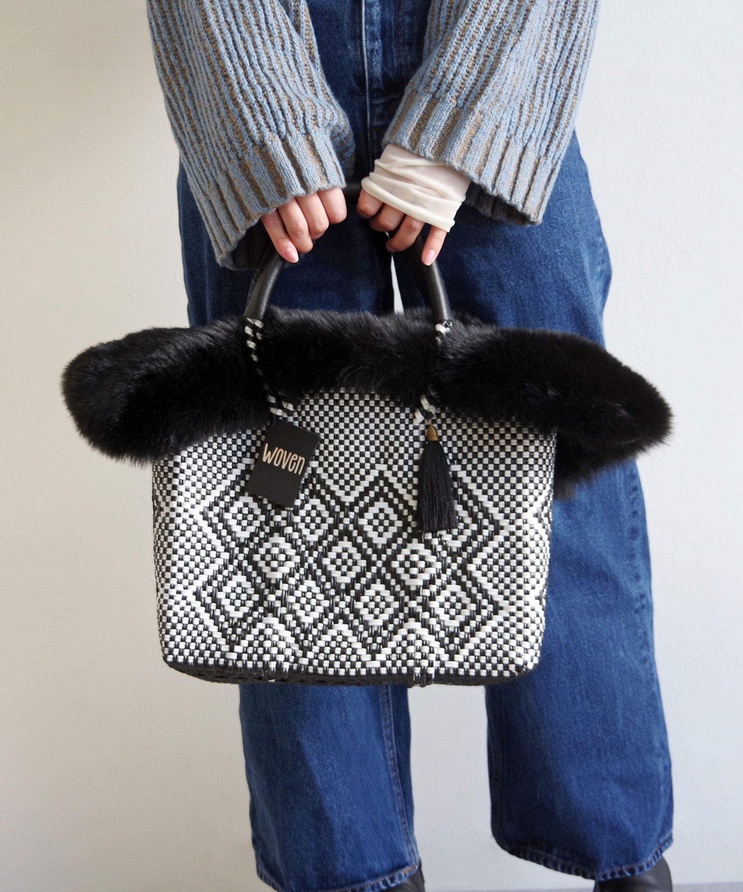 WOVEN (ウーヴン) / エコファーフラップカバー+バスケットバッグ 2点