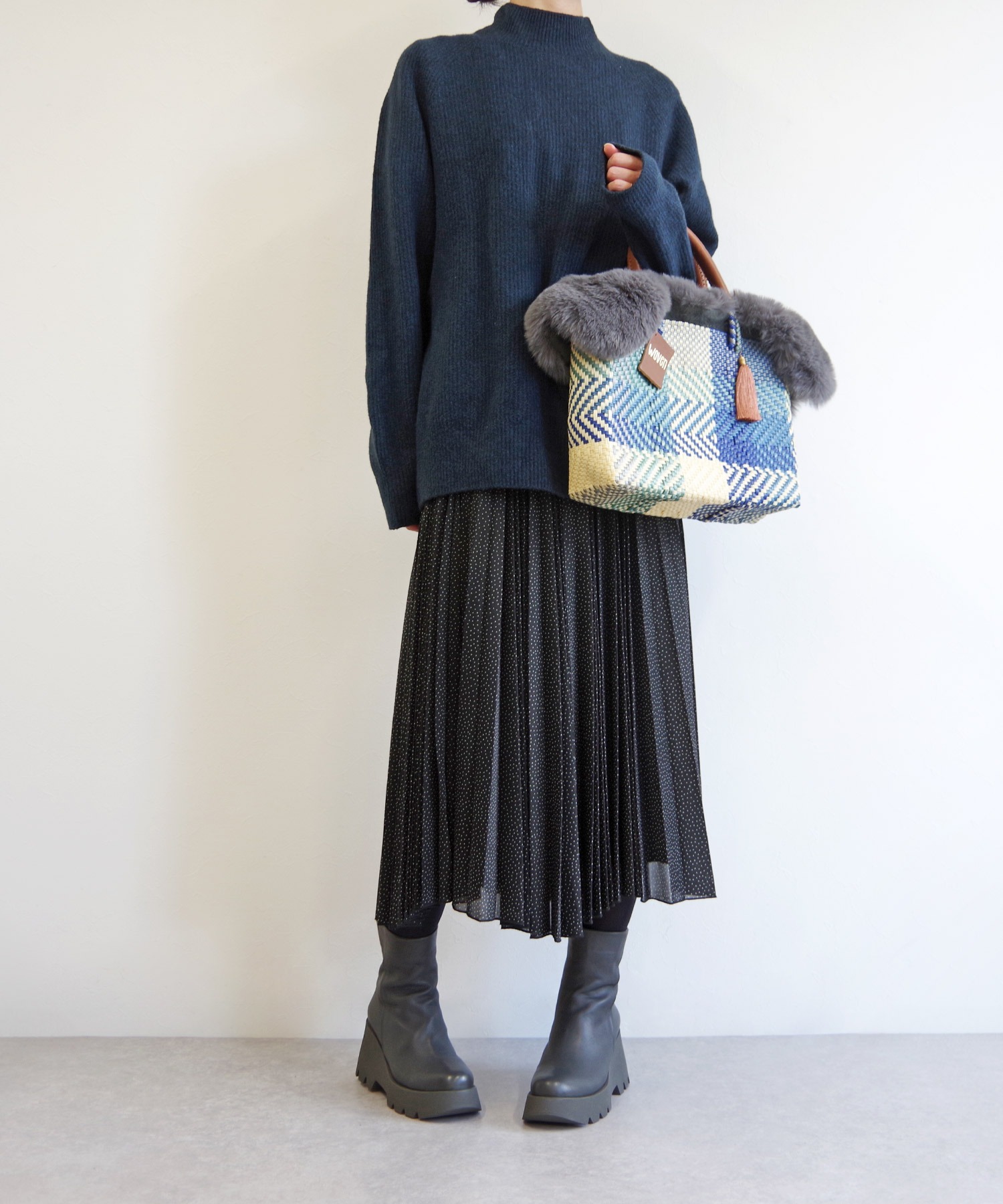 WOVEN (ウーヴン) / エコファーフラップカバー+バスケットバッグ 2点