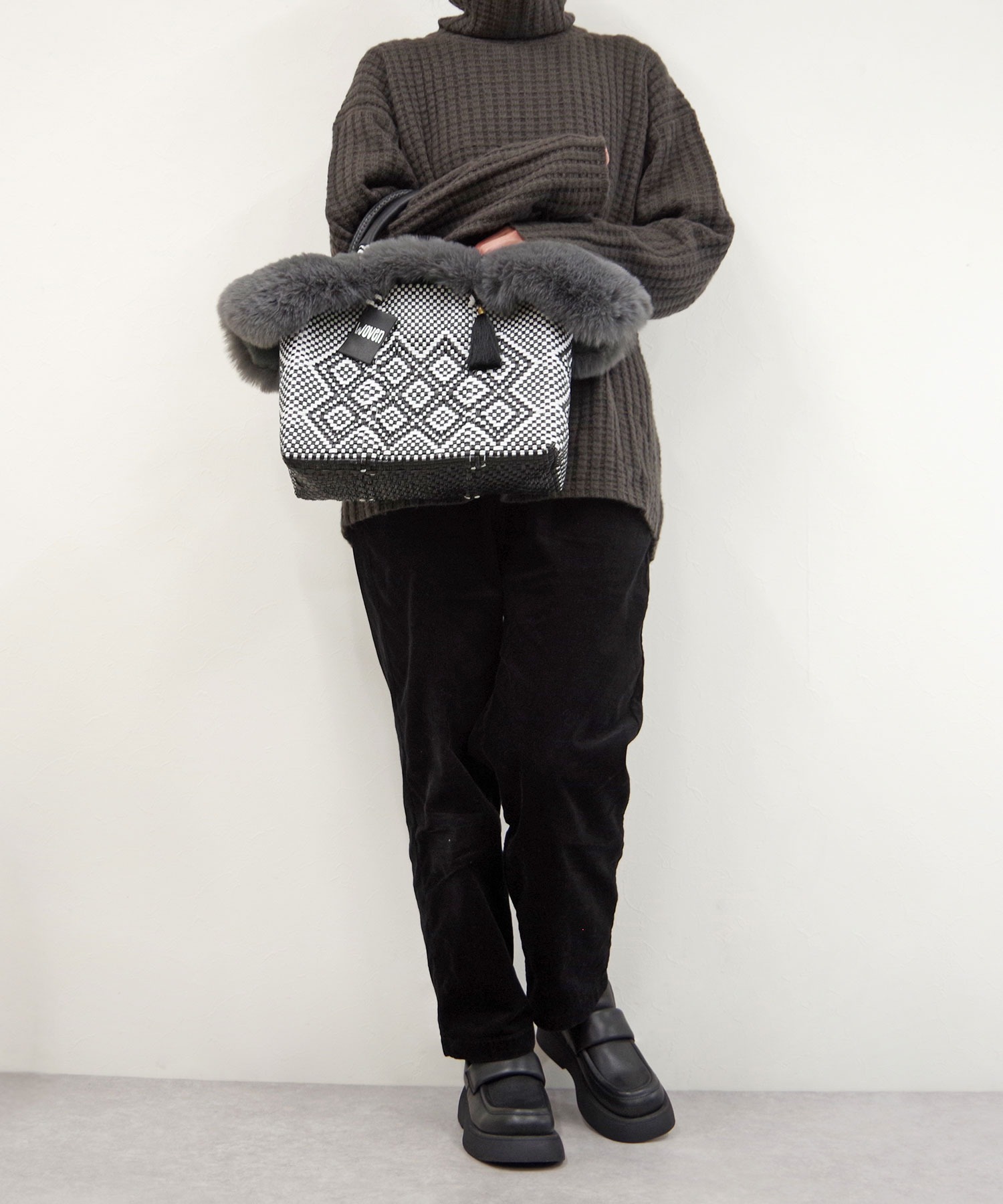 WOVEN (ウーヴン) / エコファーフラップカバー+バスケットバッグ 2点