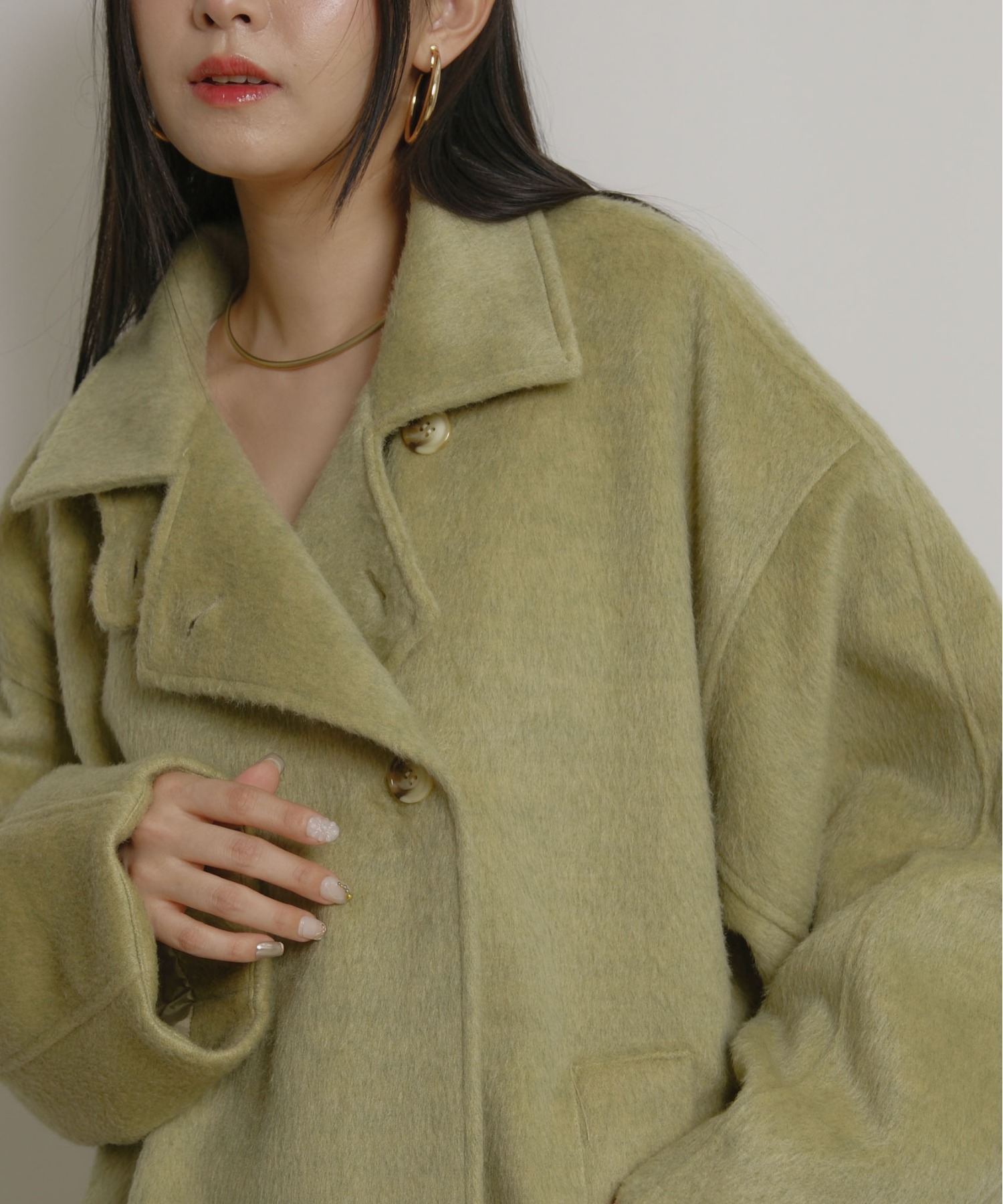 ミックスシャギースタンドミドルコート Palm Riche│Eimee Law