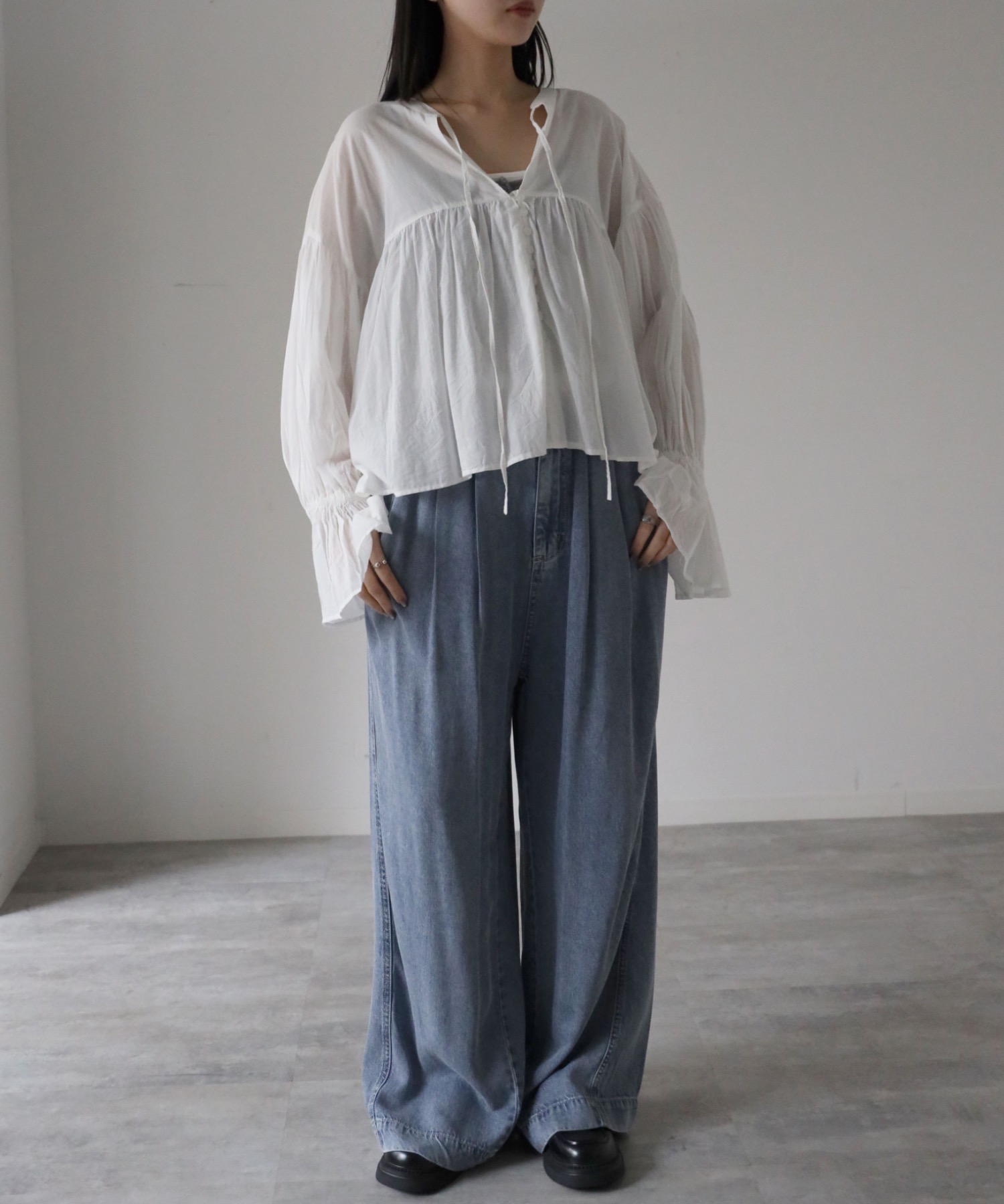 model：164cm. 着用サイズ：FREE