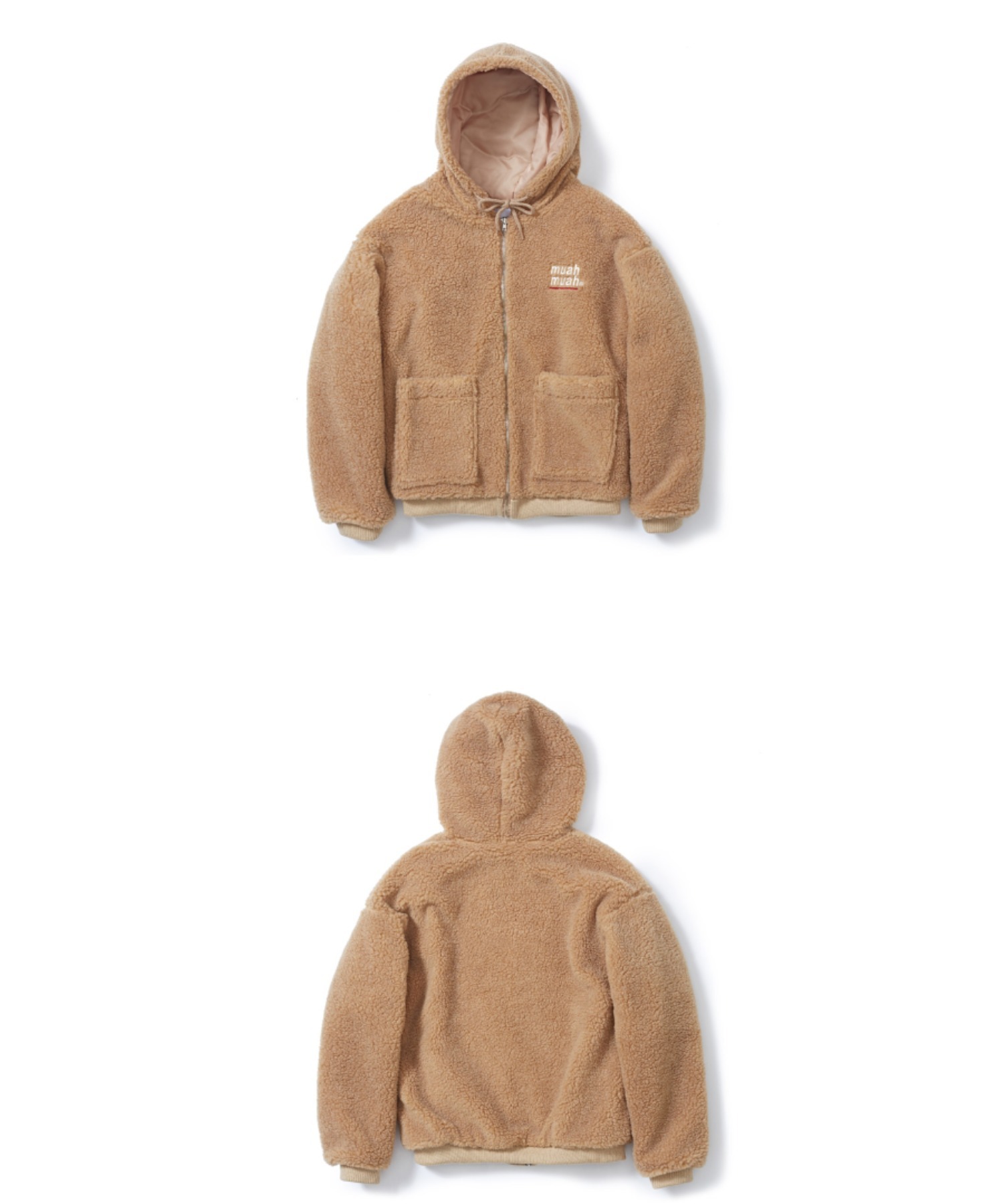 A'GEM/9 × .kom『muah muah/ムーアムーア』STITCH FLEECE HOOD JACKET