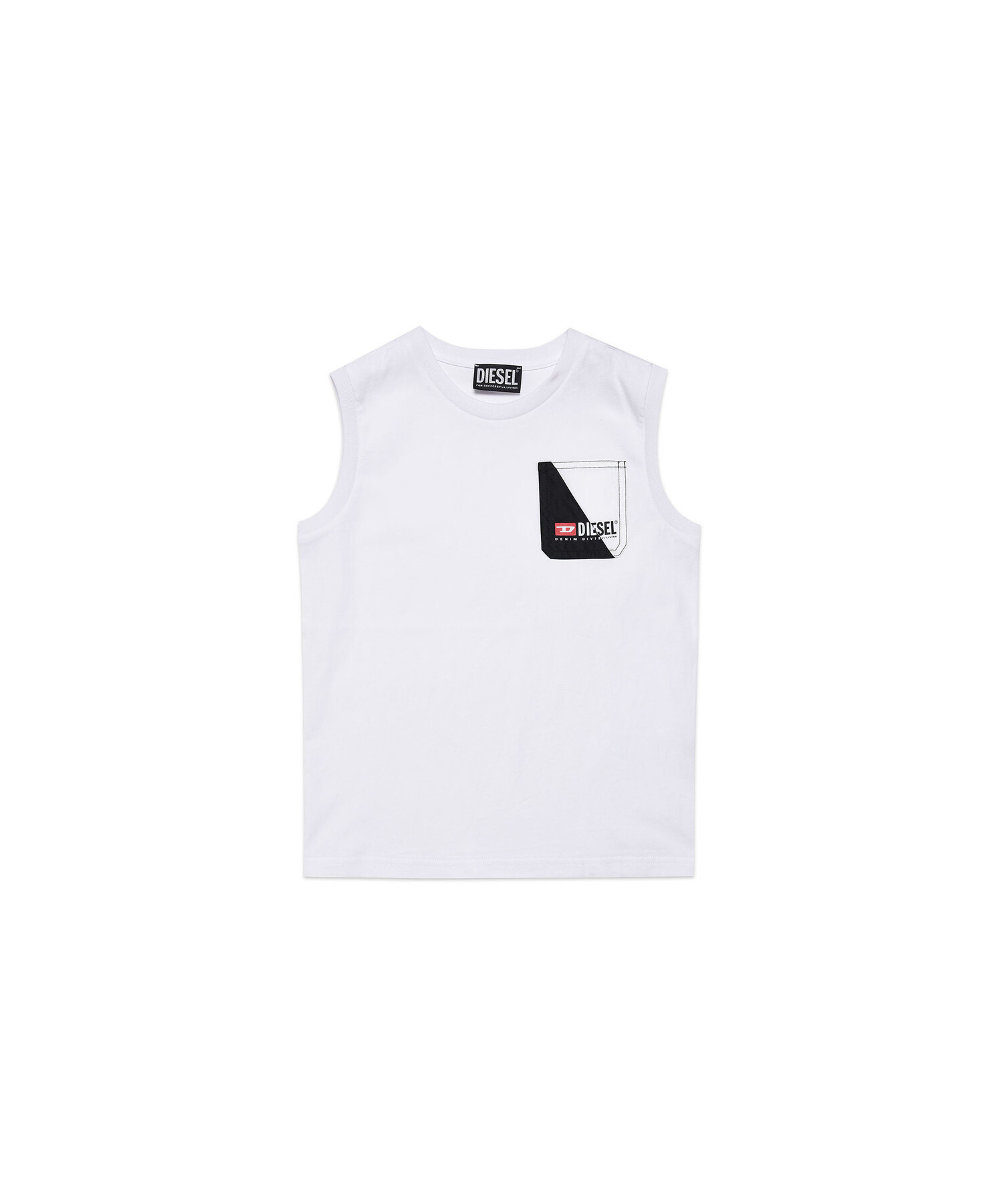 DIESELDIESEL KID ジュニア Tシャツ タンクトップ 新発売の 誠実 ノースリーブ ロゴ 異素材 胸ポケット