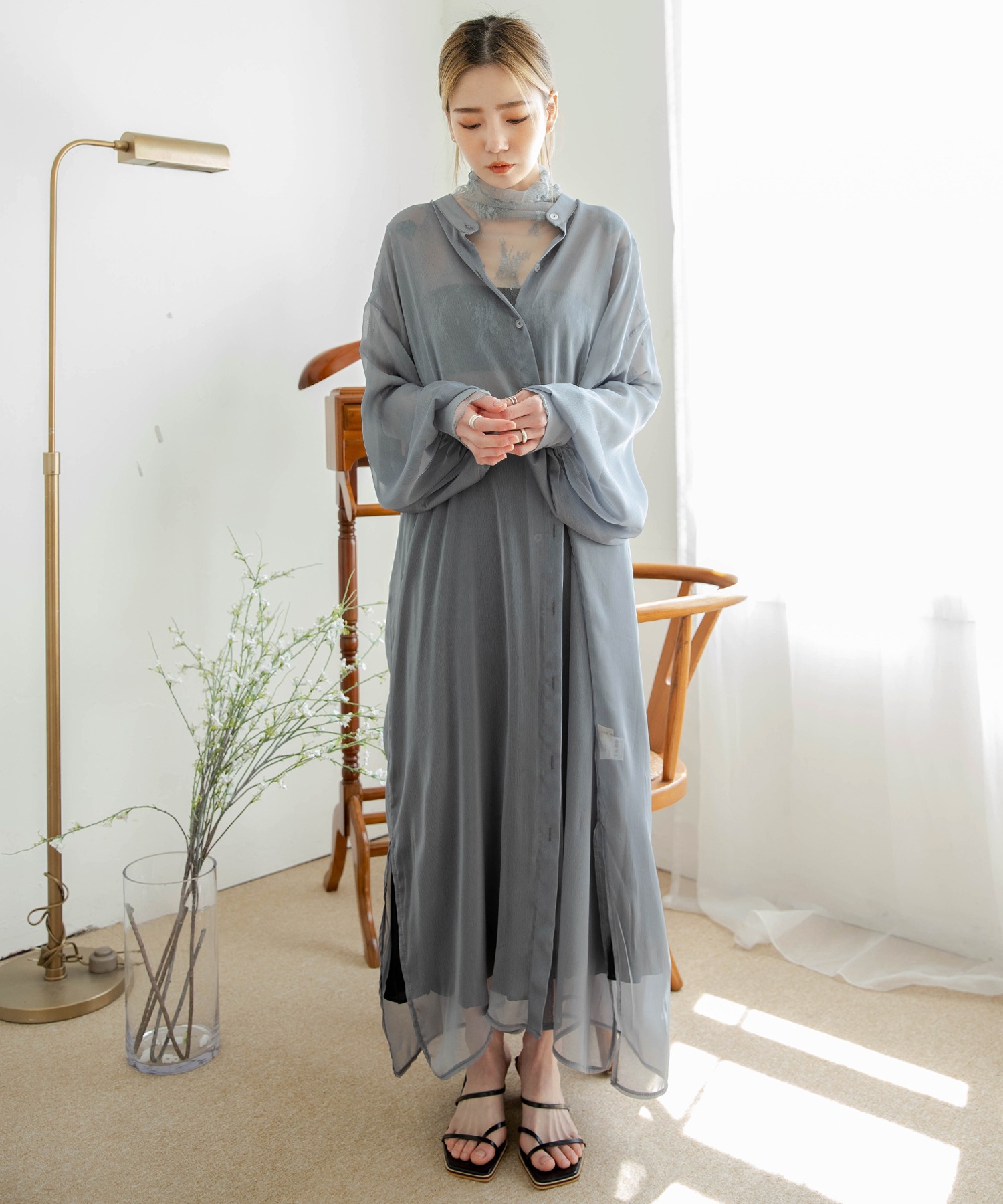 ロングシースルーチュールシャツワンピース Cartoriojk Com Br