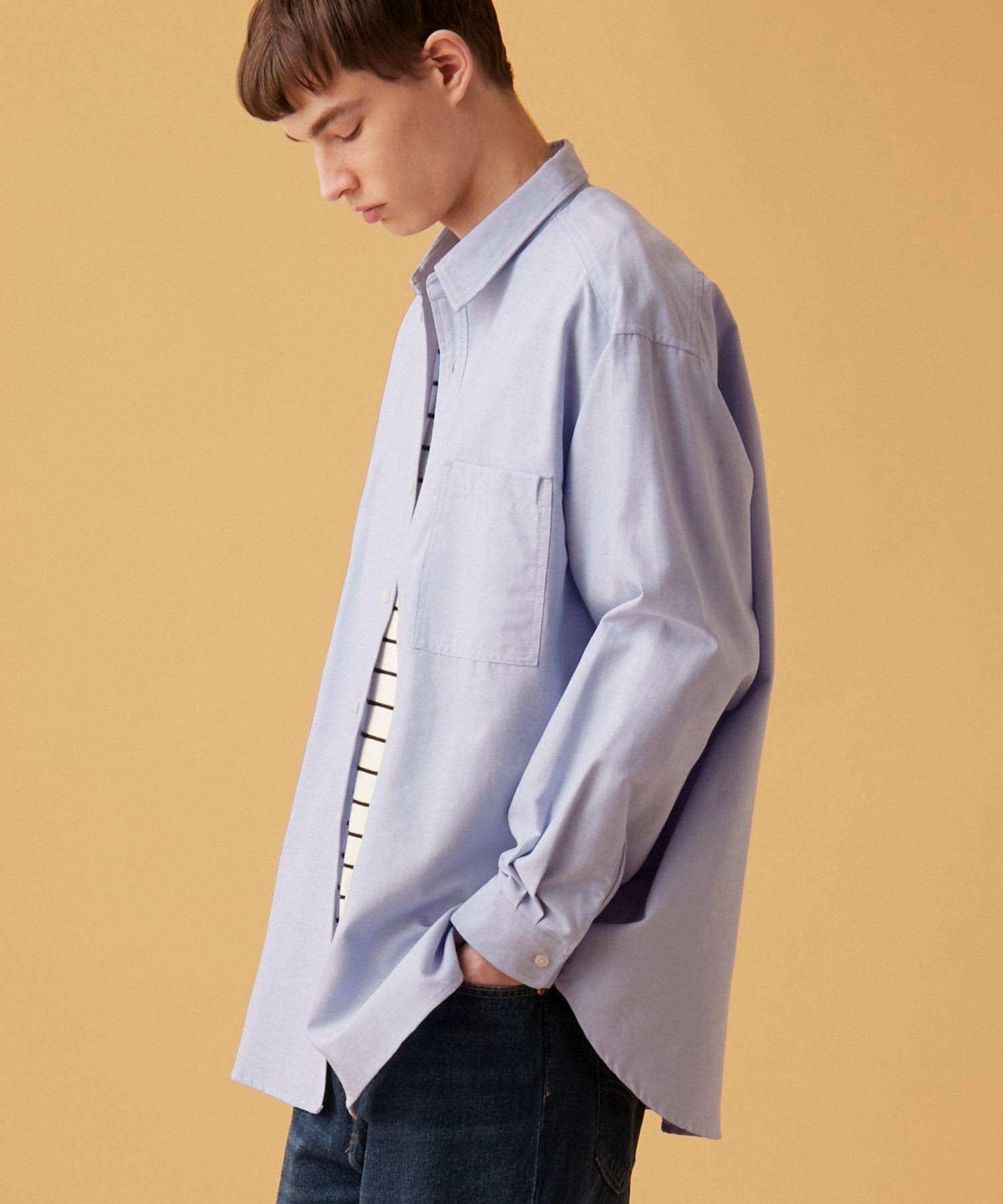 オーバーサイズ マルチパターン/ファブリック レギュラーカラーL/Sシャツ EMMA CLOTHES