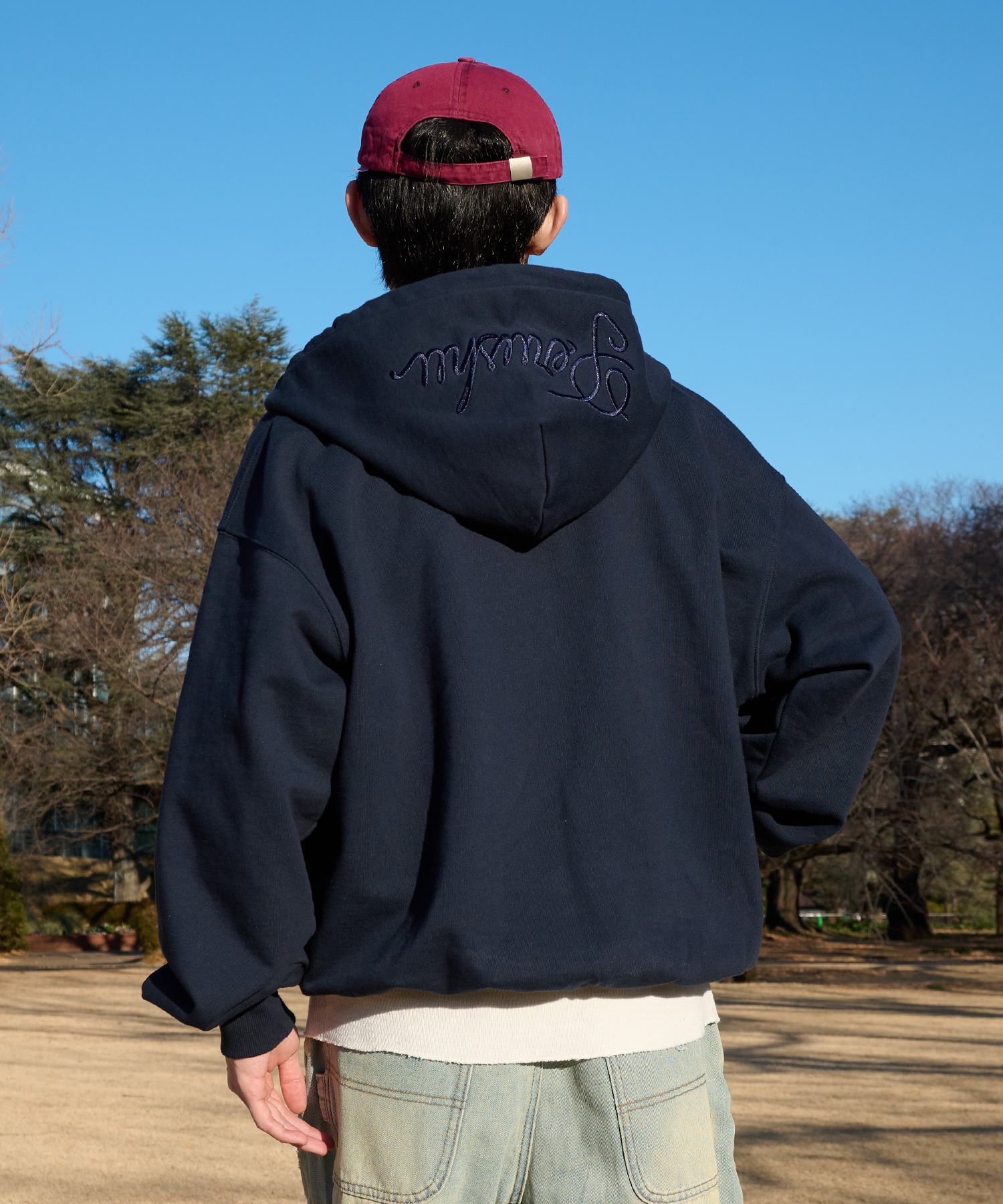 double zip heart embroidery foodie ダブルジップハート刺繍フーディ