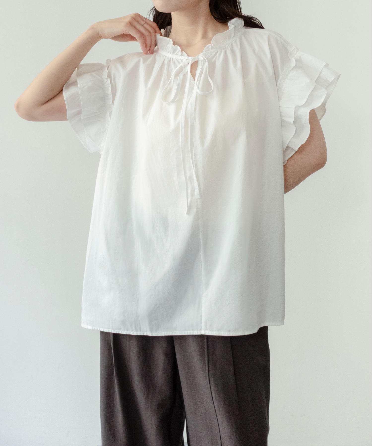 [on:nue] [видео с примеркой!] Стандарт фрил‑нес кнопка, Rib‑брод блузка / 2026 SS COLLECTION