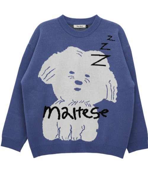 A'GAM/9×.kom『WaiKei/ワイケイ』Sleeping maltese graphic knit