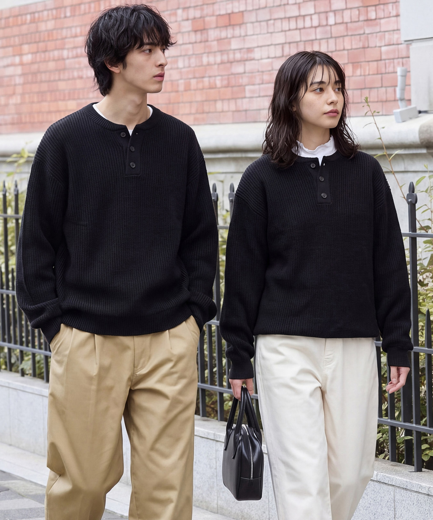 HECT】Bulky Relax Fit Henley Neck Knit / バルキー リラックス