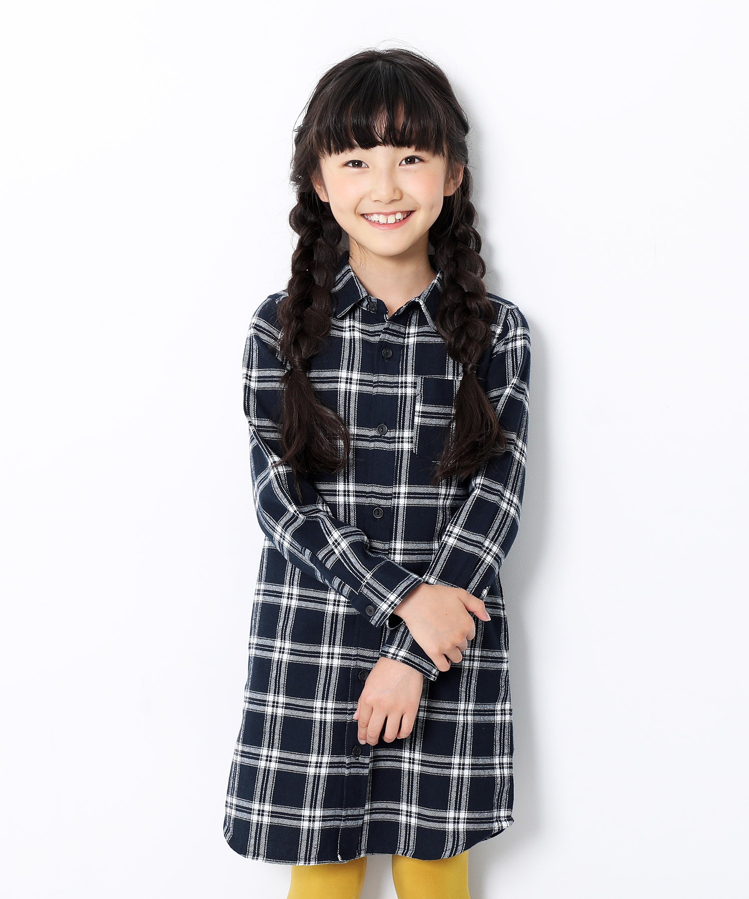 ネルチェックシャツワンピース