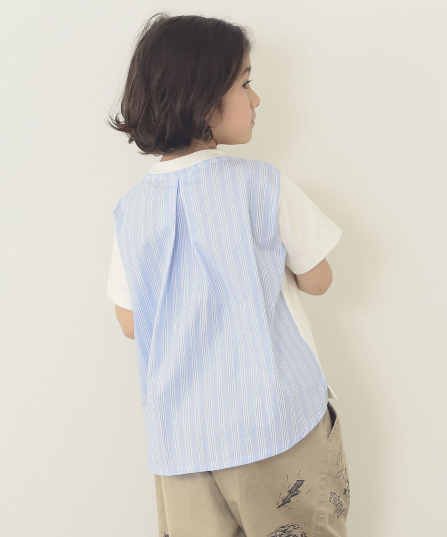 B:MING 予約販売 by BEAMSB:MING BEAMS バック Tシャツ 100‾140cm 満点の 布帛コンビ