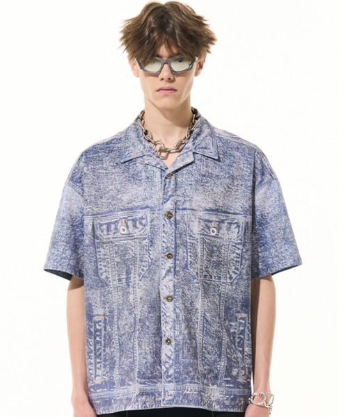 A'GEM/9 × .kom『MODITEC/モディテック』半袖デニムジャケットシャツ