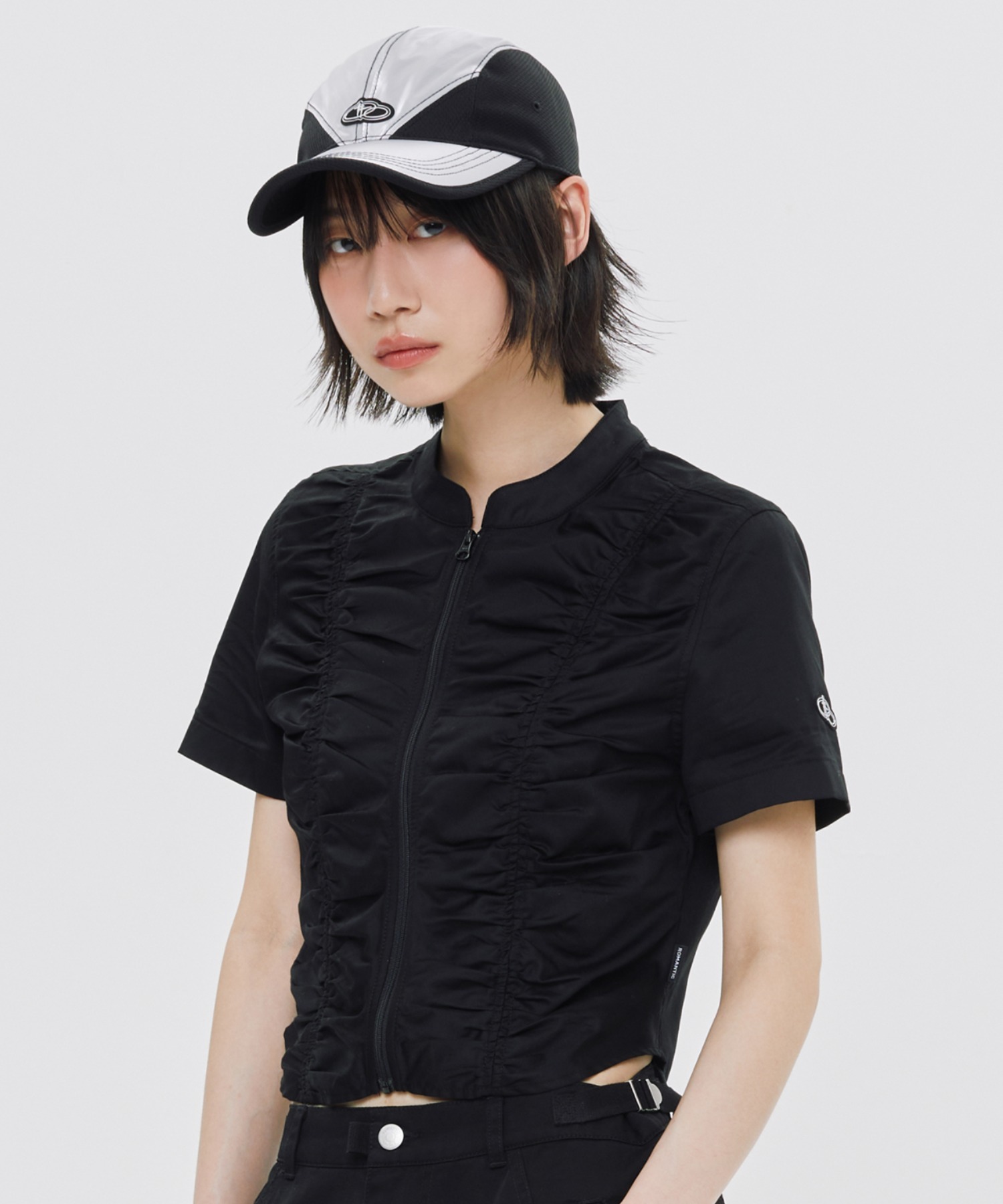 A'GEM/9 × .kom 『ROMANTIC CROWN/ロマンティック クラウン』 SHIRRING COTTON ZIP UP/シ ...