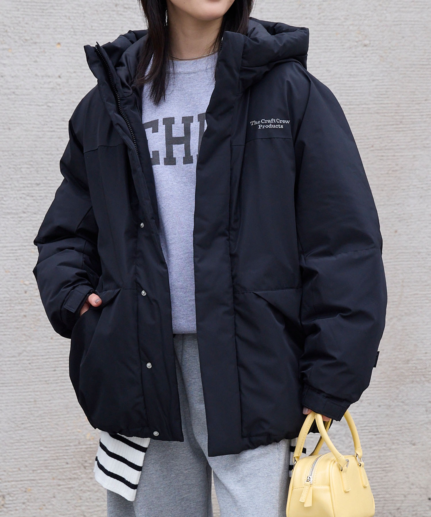 マルチファンクショナル ビッグシルエット ドローコード フード