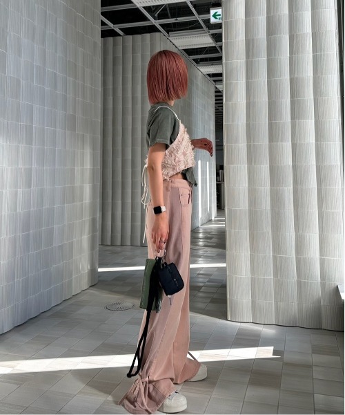 本物 2WAY MIX PINK SHAGGY BUSTIER ameri 2WAY MIX PINK SHAGGY