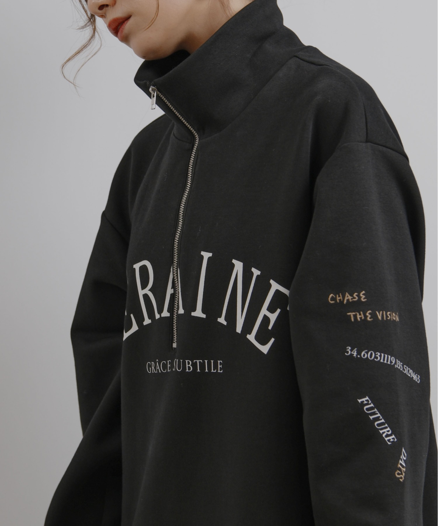 ロゴ＆刺繍ハーフジップワンピース Palm Riche│Eimee Law