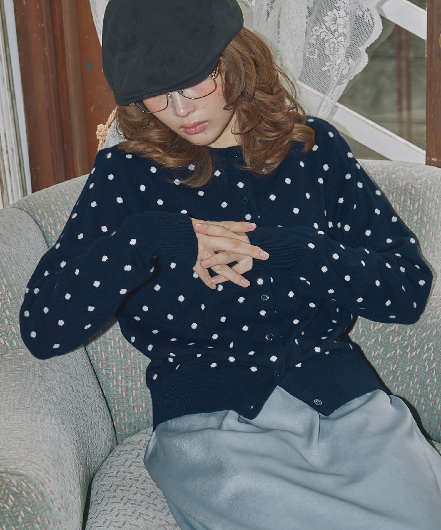 Unblend】ドット柄ジャガードニットカーディガン Unblend│MONO-MART