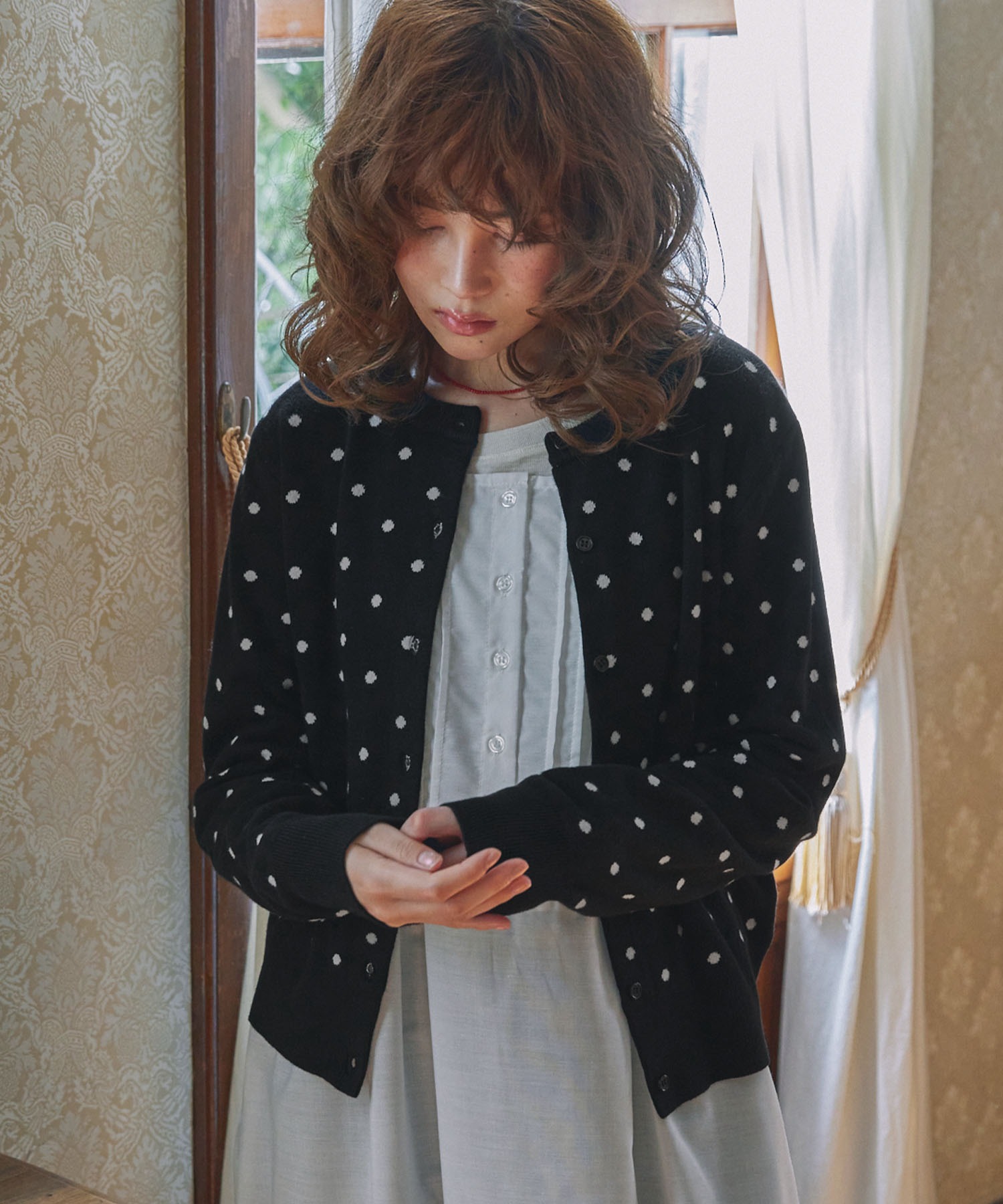 Unblend】ドット柄ジャガードニットカーディガン MONO-MART LADY'S