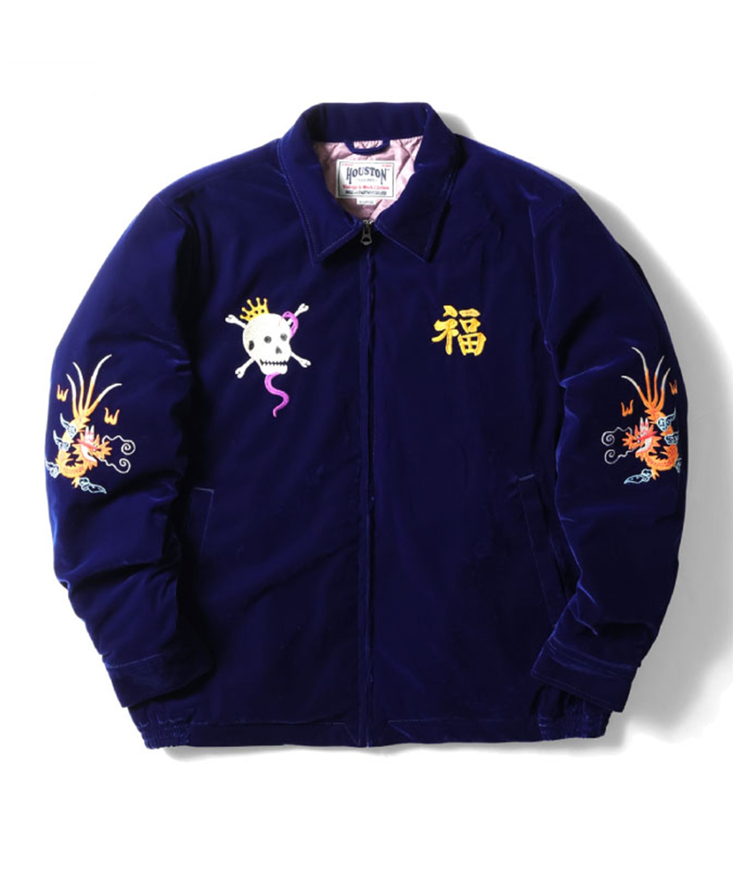 HOUSTON ヒューストン VELVETEN VIETNAM JACKET 虎 MAP柄 刺繍 別珍