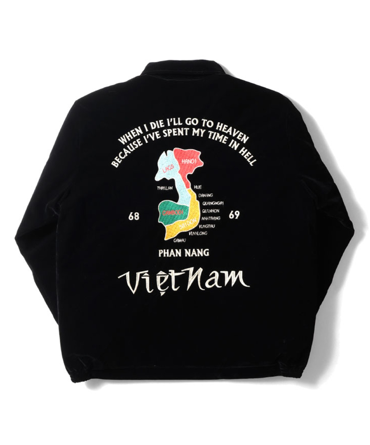 HOUSTON ヒューストン VELVETEN VIETNAM JACKET 虎 MAP柄 刺繍 別珍