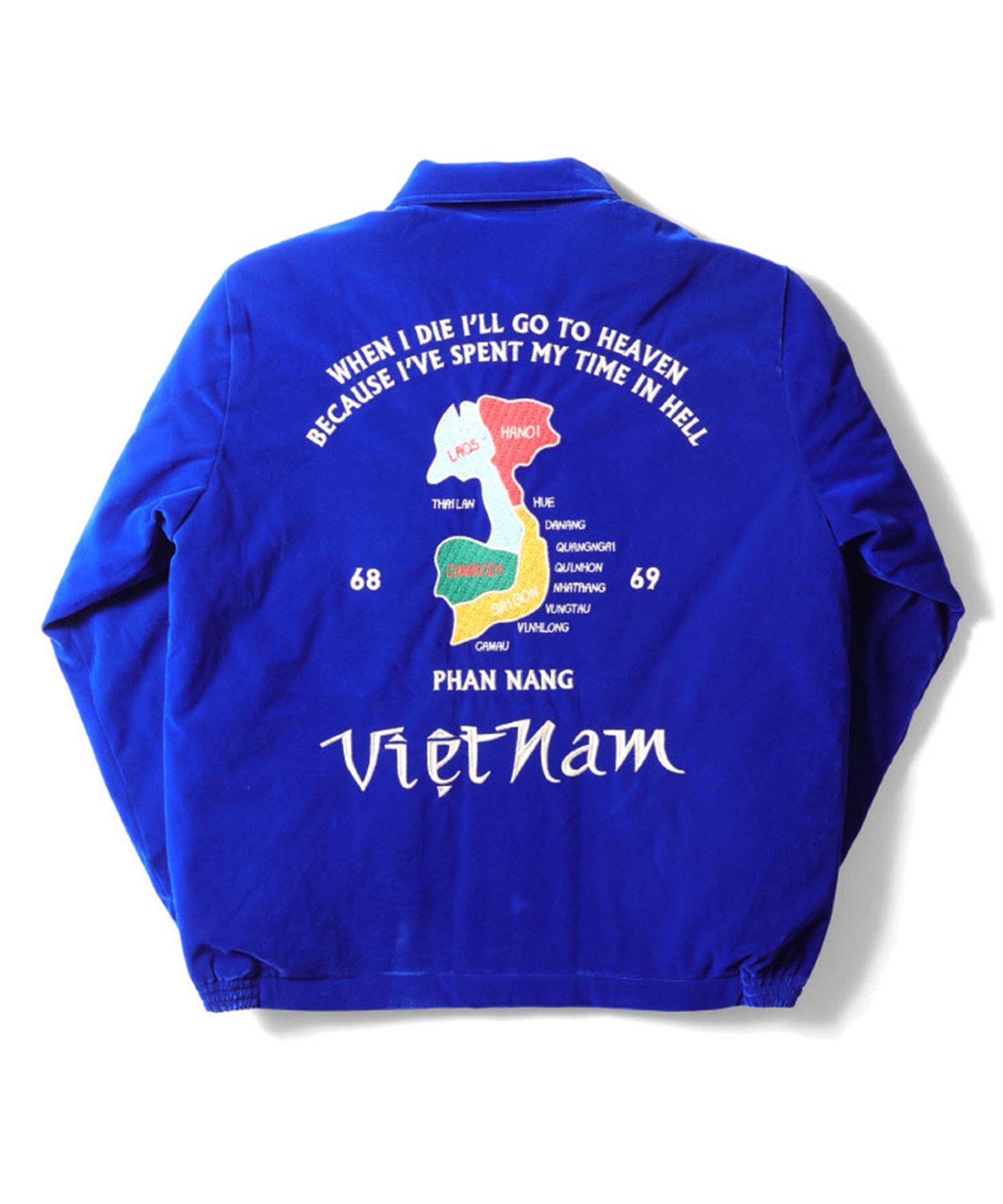 HOUSTON ヒューストン VELVETEN VIETNAM JACKET 虎 MAP柄 刺繍 別珍
