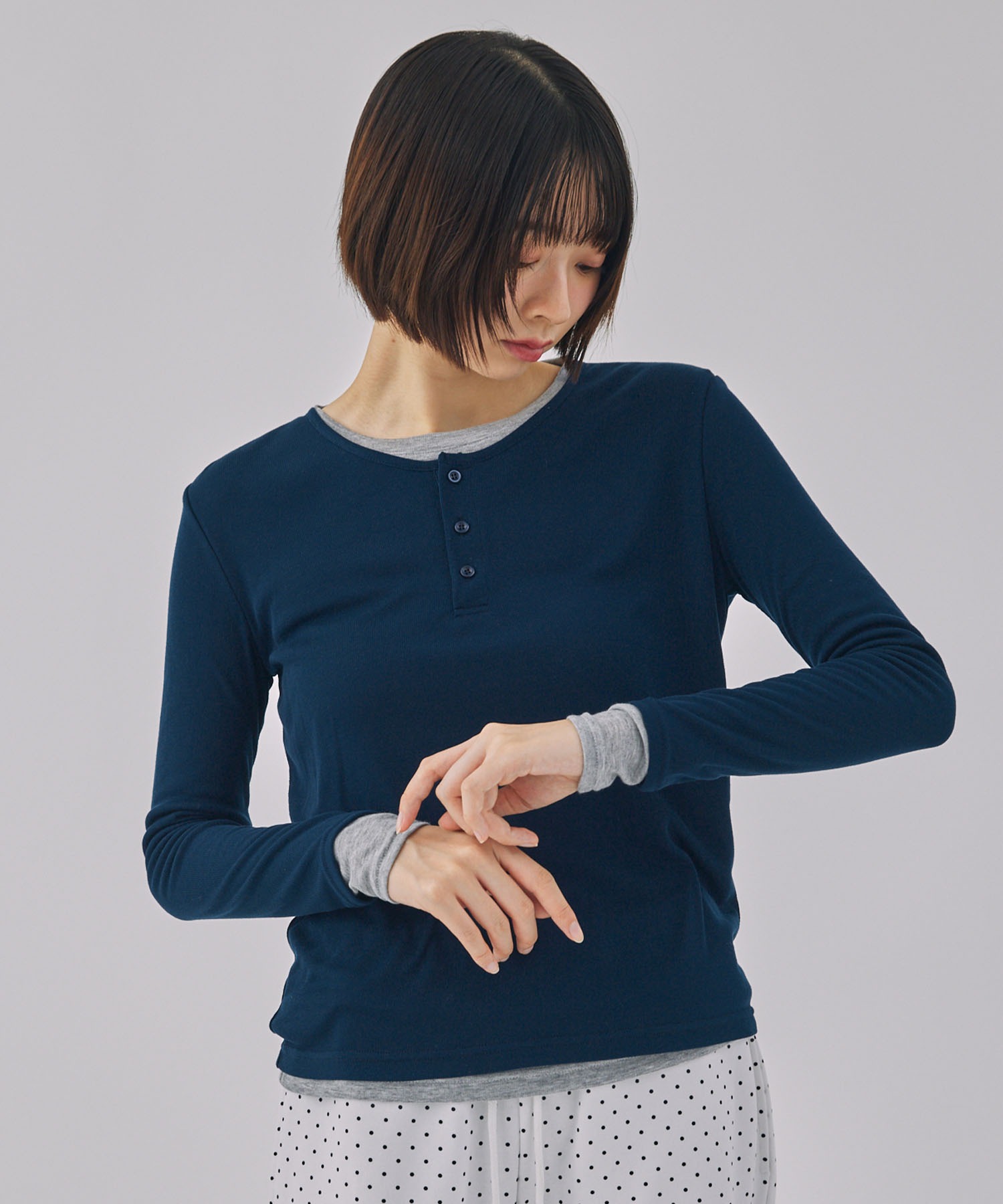 Unblend】2ピースセット ヘンリーネック/クルーネック