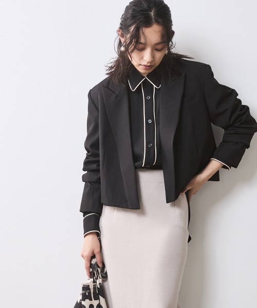 卸売 クロップドテーラードジャケット ＜大きいサイズ有＞シックスタイル
