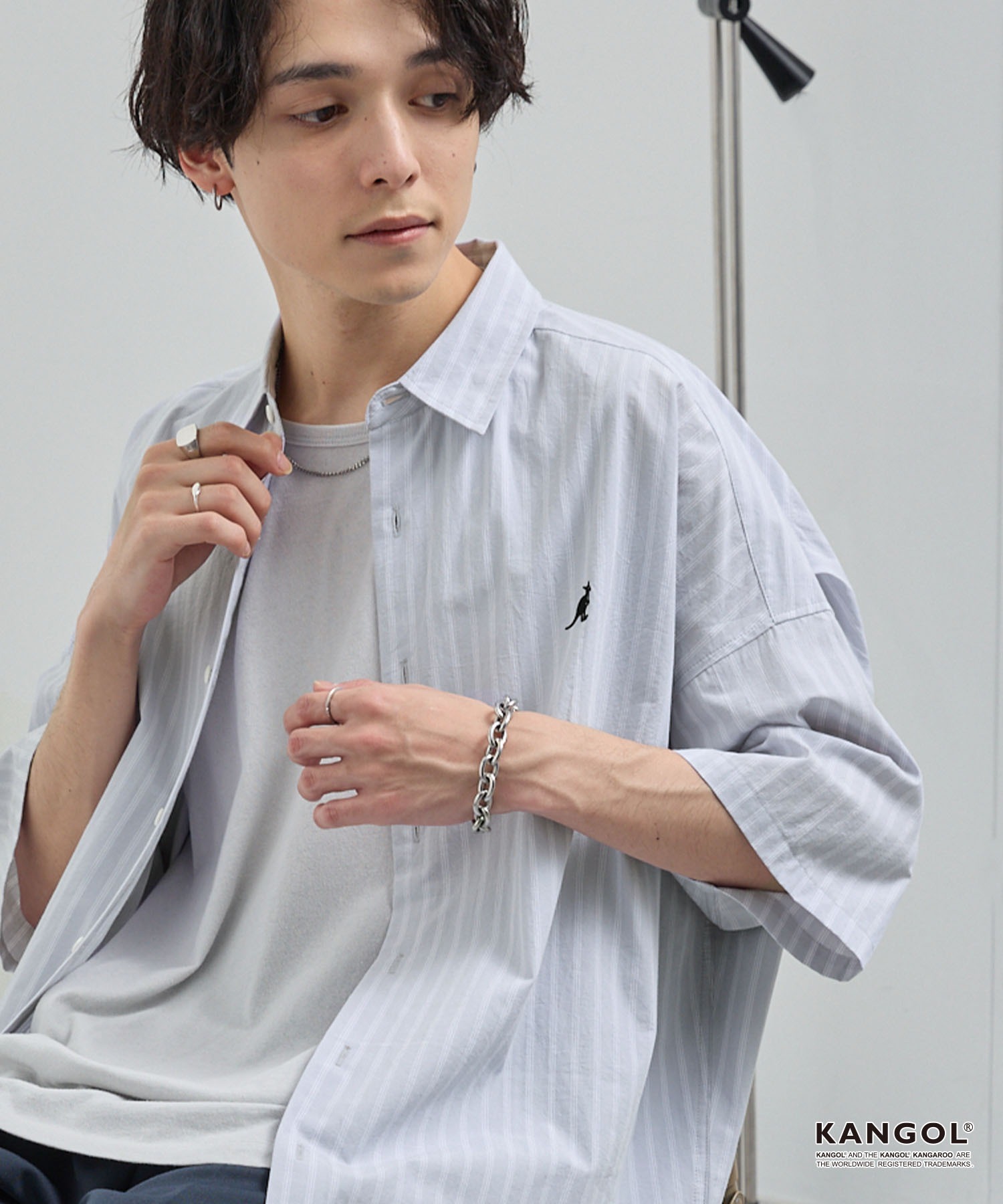 KANGOL/カンゴール 別注ロゴ ワンポイント刺繍 レギュラーカラー半袖