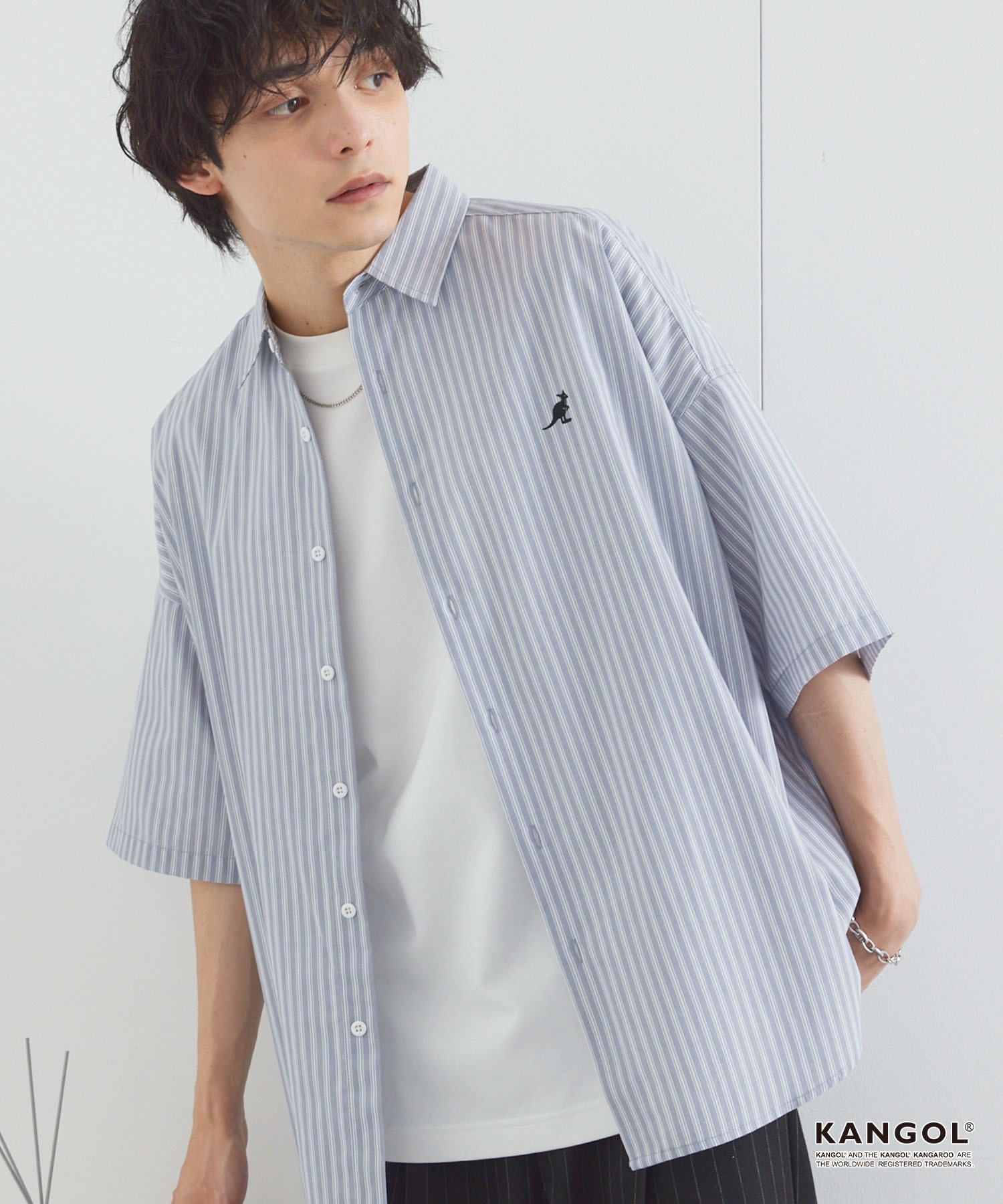 KANGOL/カンゴール 別注ロゴ ワンポイント刺繍 レギュラーカラー半袖