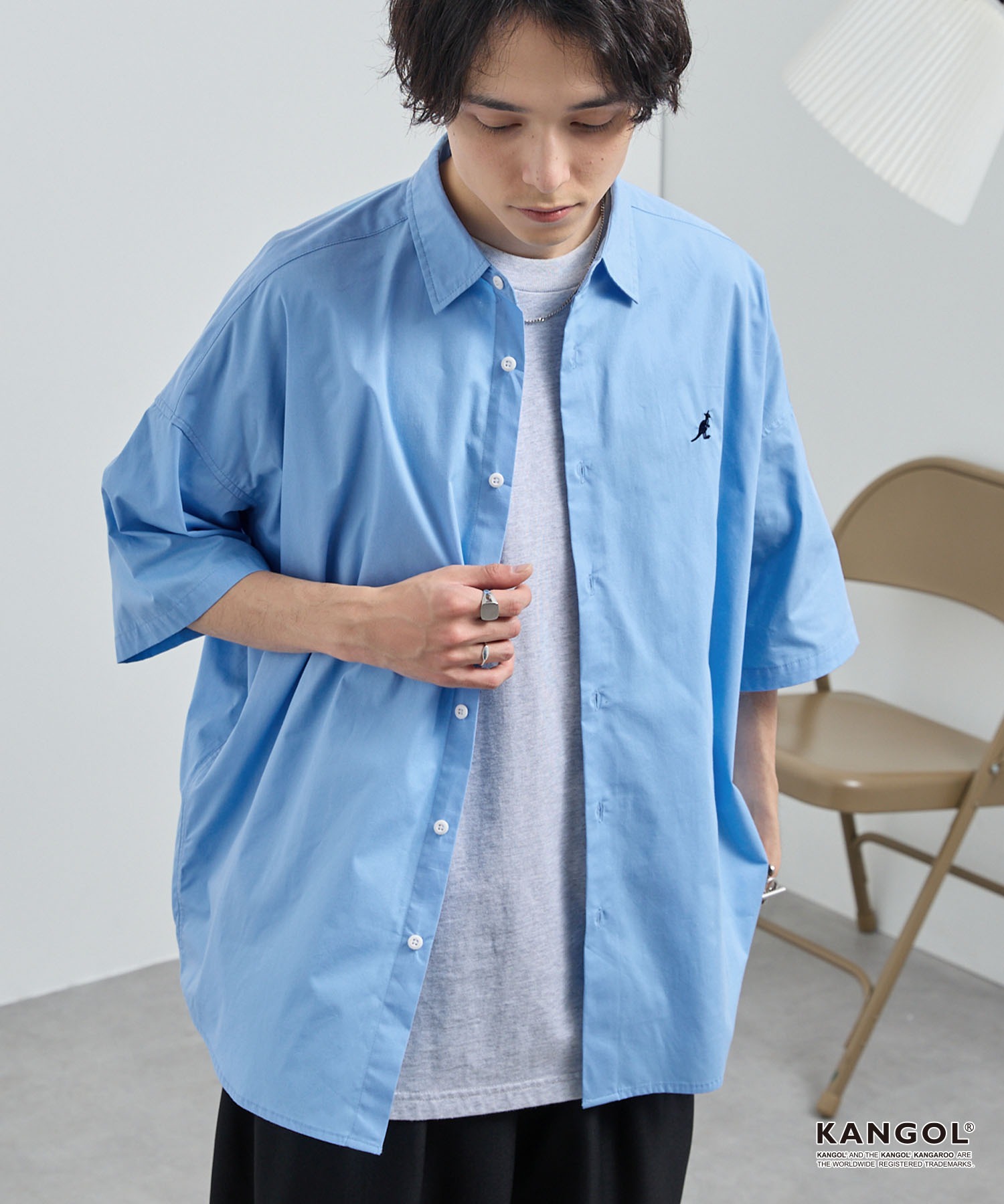 COH☆ KANGOL/カンゴール 別注ロゴ ワンポイント刺繍 レギュラーカラー半袖