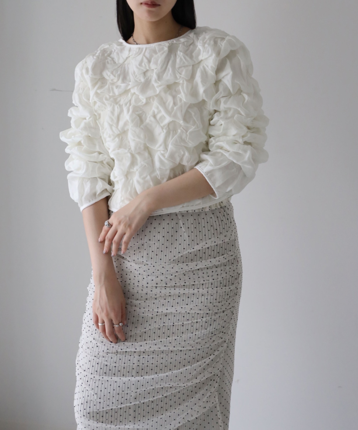 model：164cm. 着用サイズ：FREE