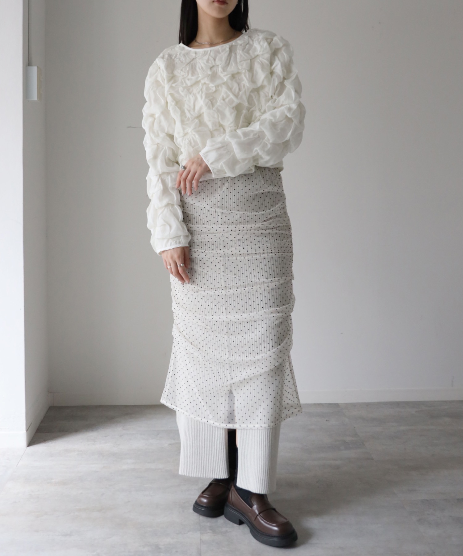 model：164cm. 着用サイズ：FREE