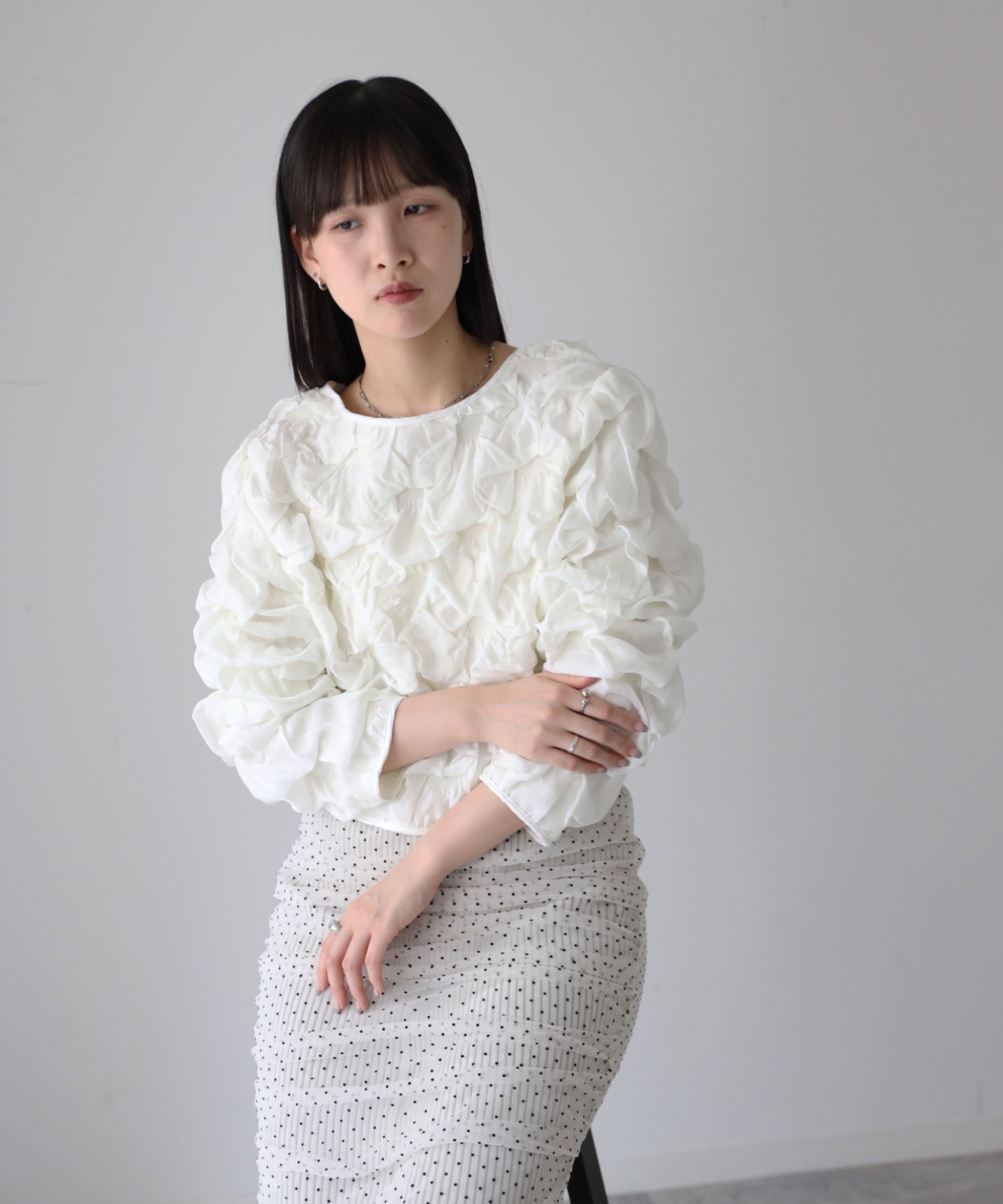 model：164cm. 着用サイズ：FREE