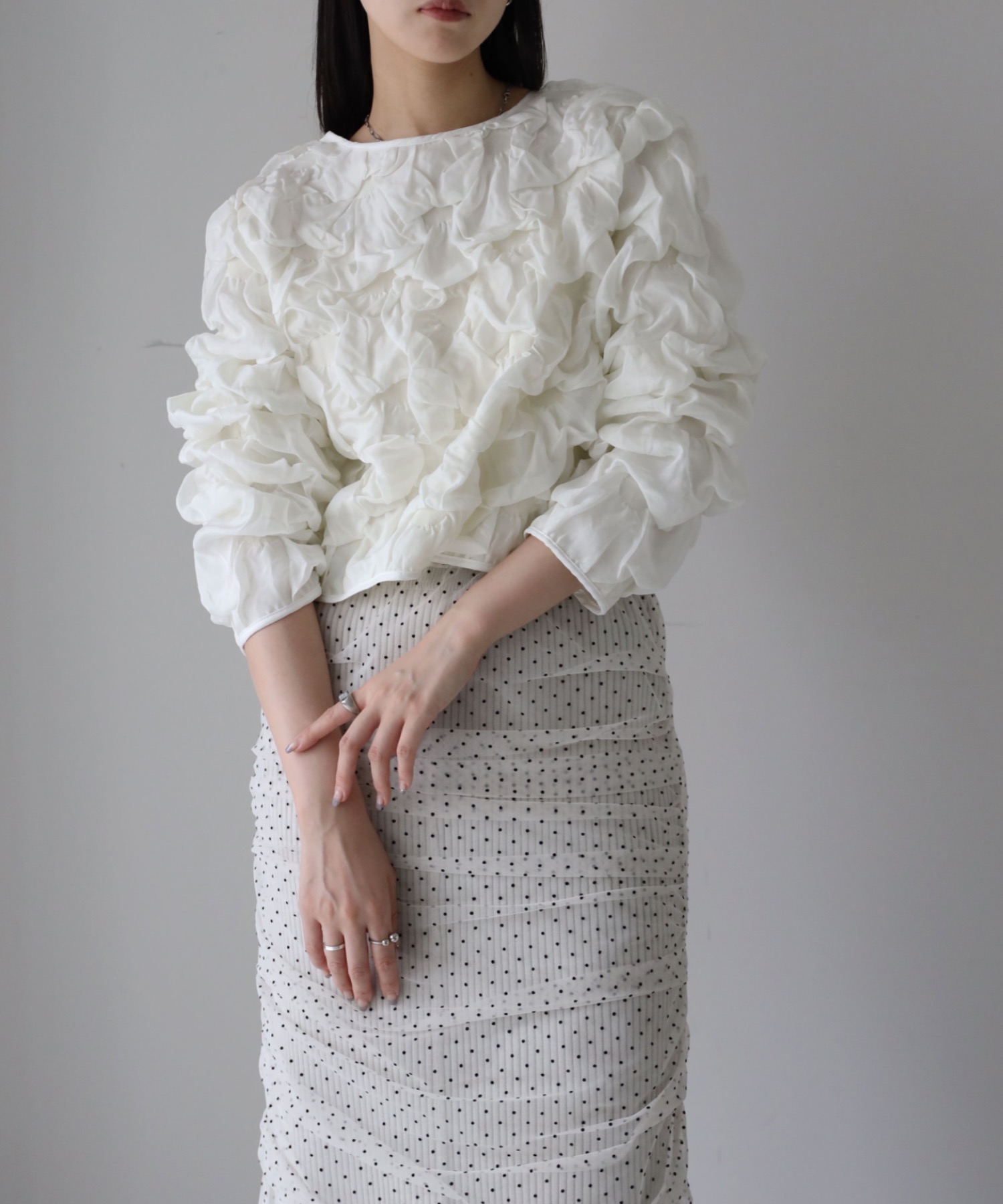model：164cm. 着用サイズ：FREE