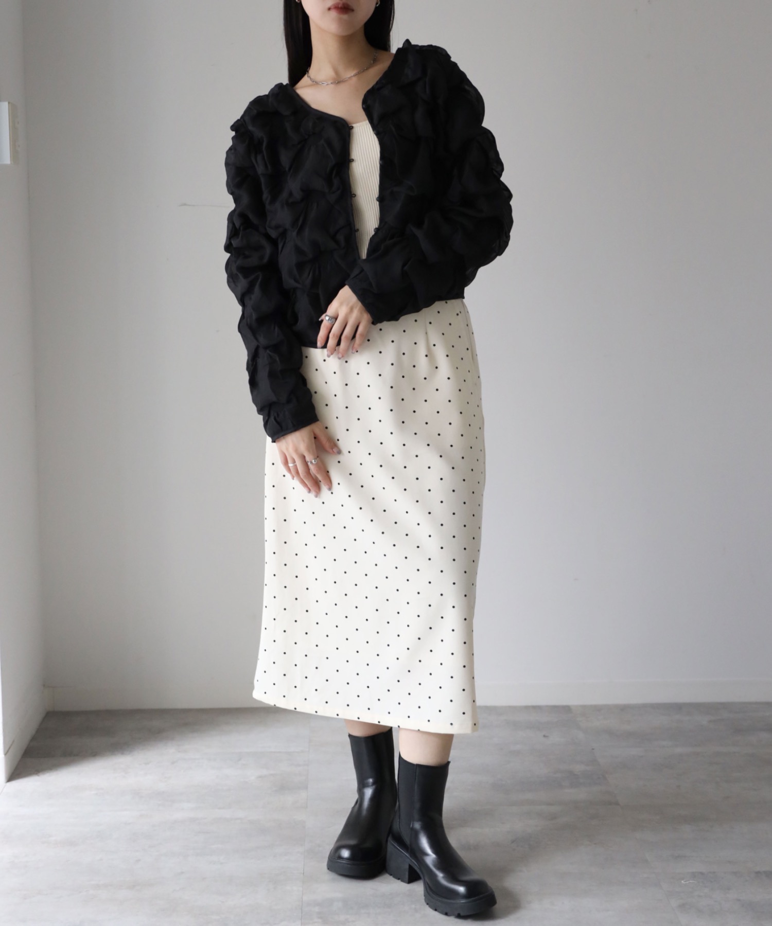 model：164cm. 着用サイズ：FREE