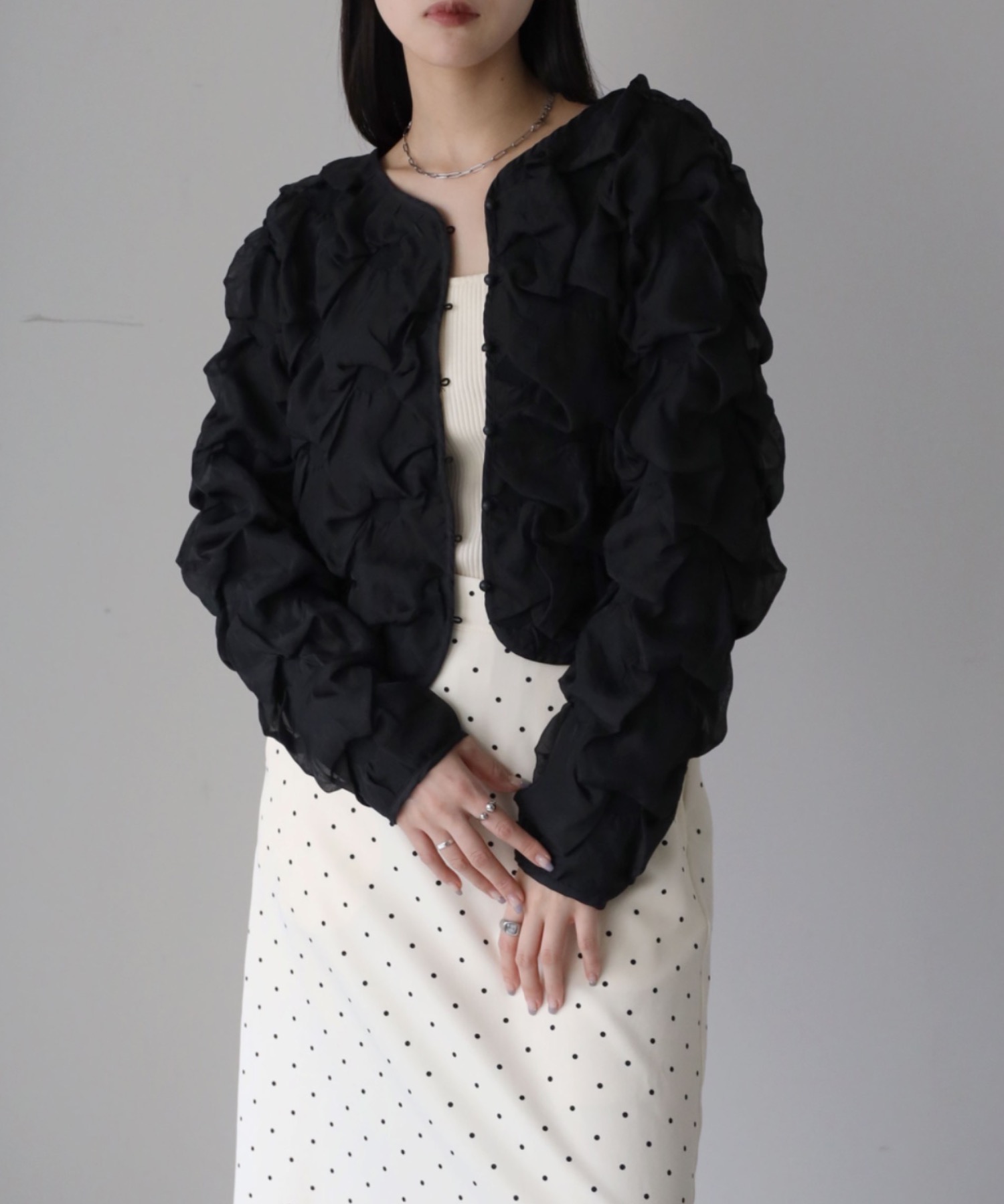 model：164cm. 着用サイズ：FREE