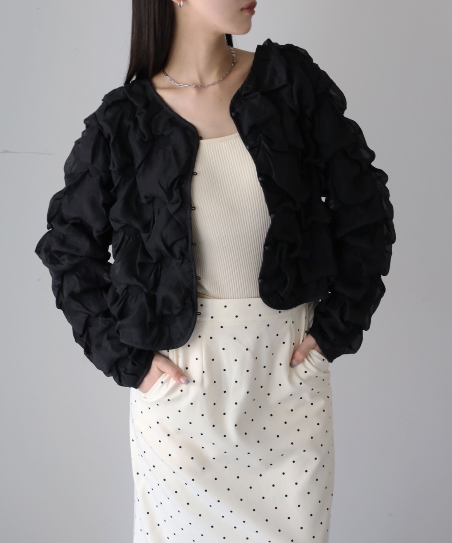 model：164cm. 着用サイズ：FREE