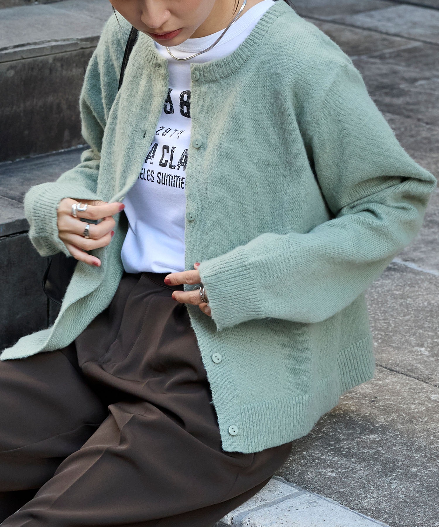 2WAYクルーネックモヘアタッチニットカーディガン MONO-MART│MONO