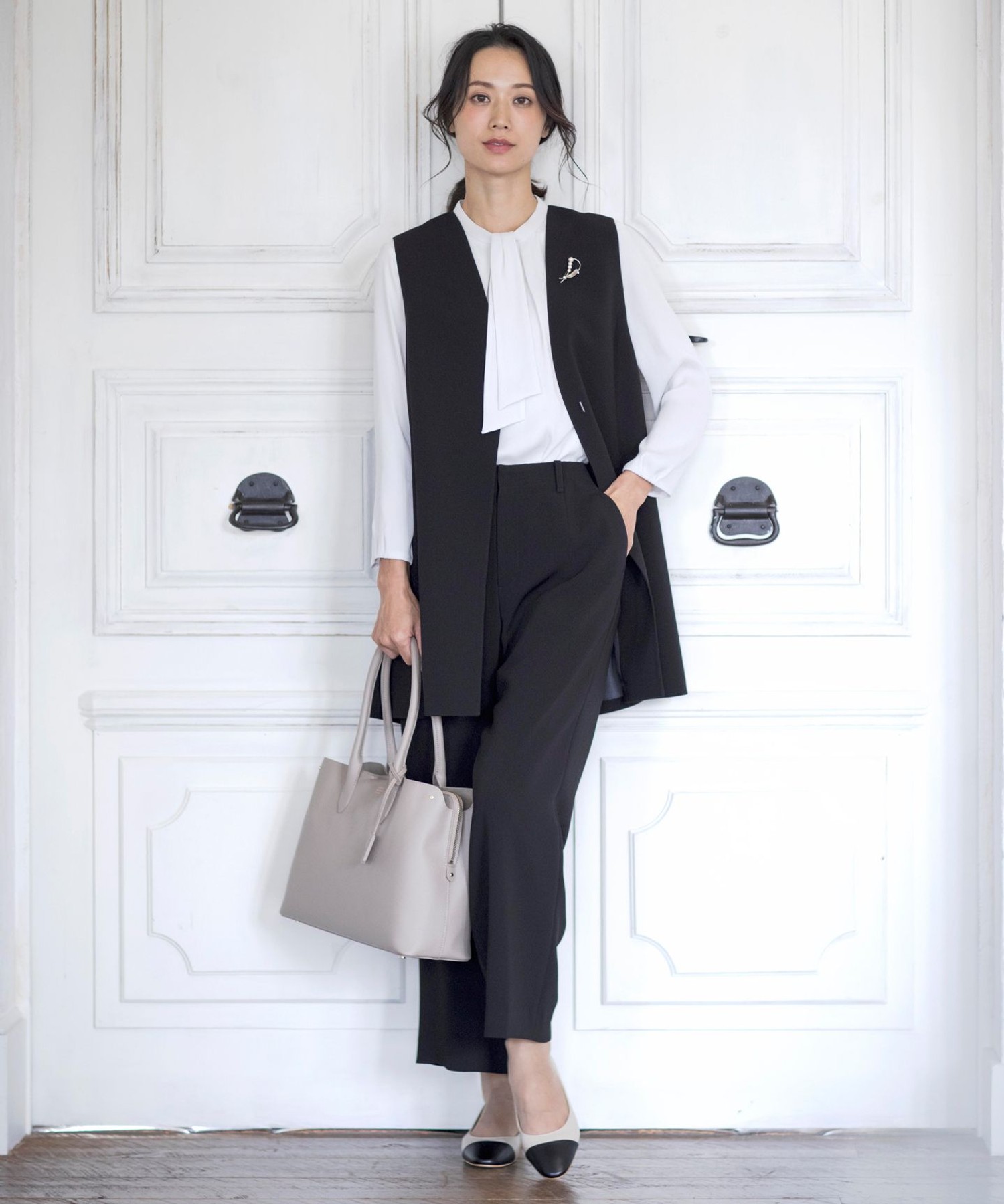 【WEB限定カラーあり・洗える】セラテリーダブルクロス セミワイド パンツ