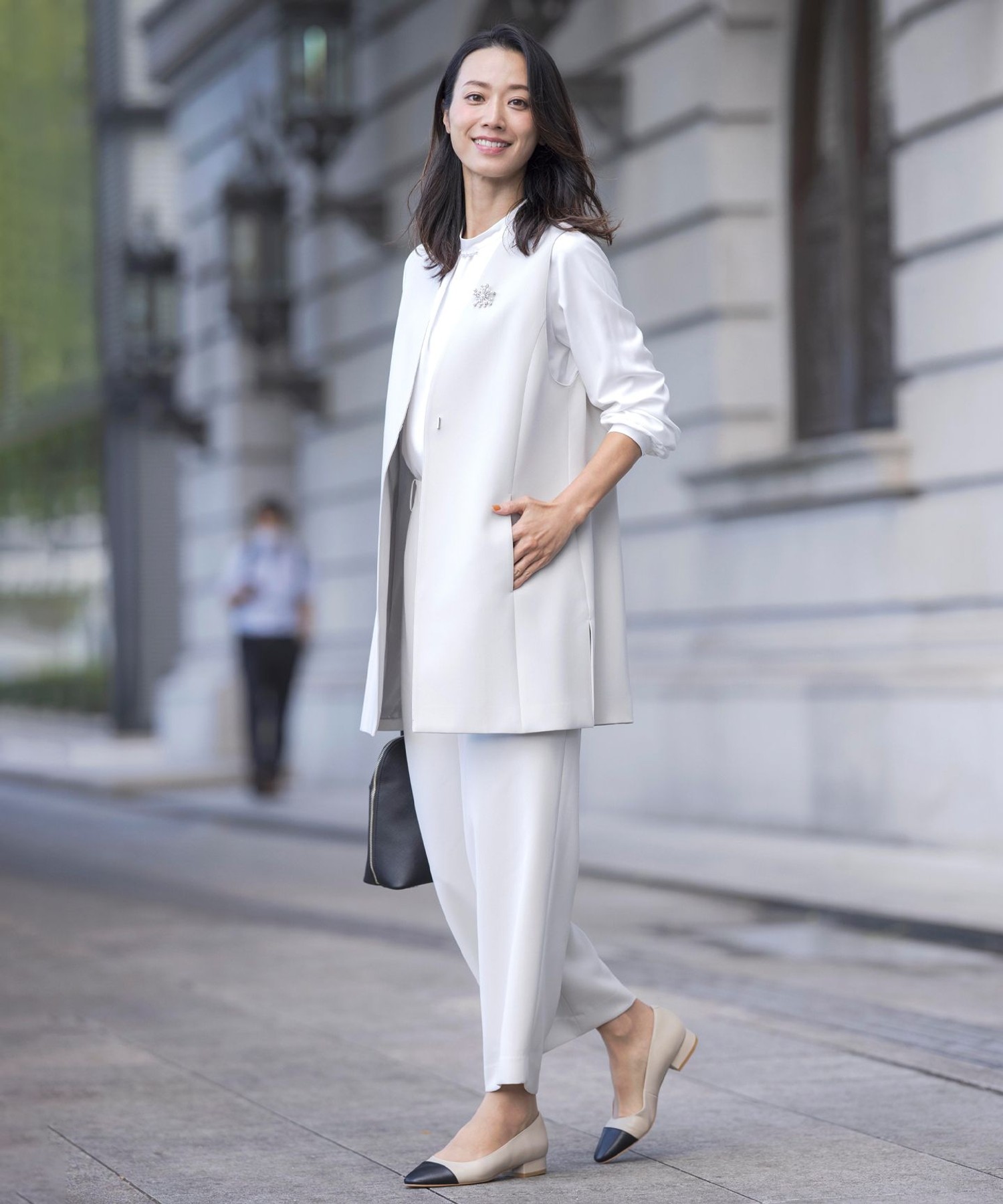 【WEB限定カラーあり・洗える】セラテリーダブルクロス セミワイド パンツ