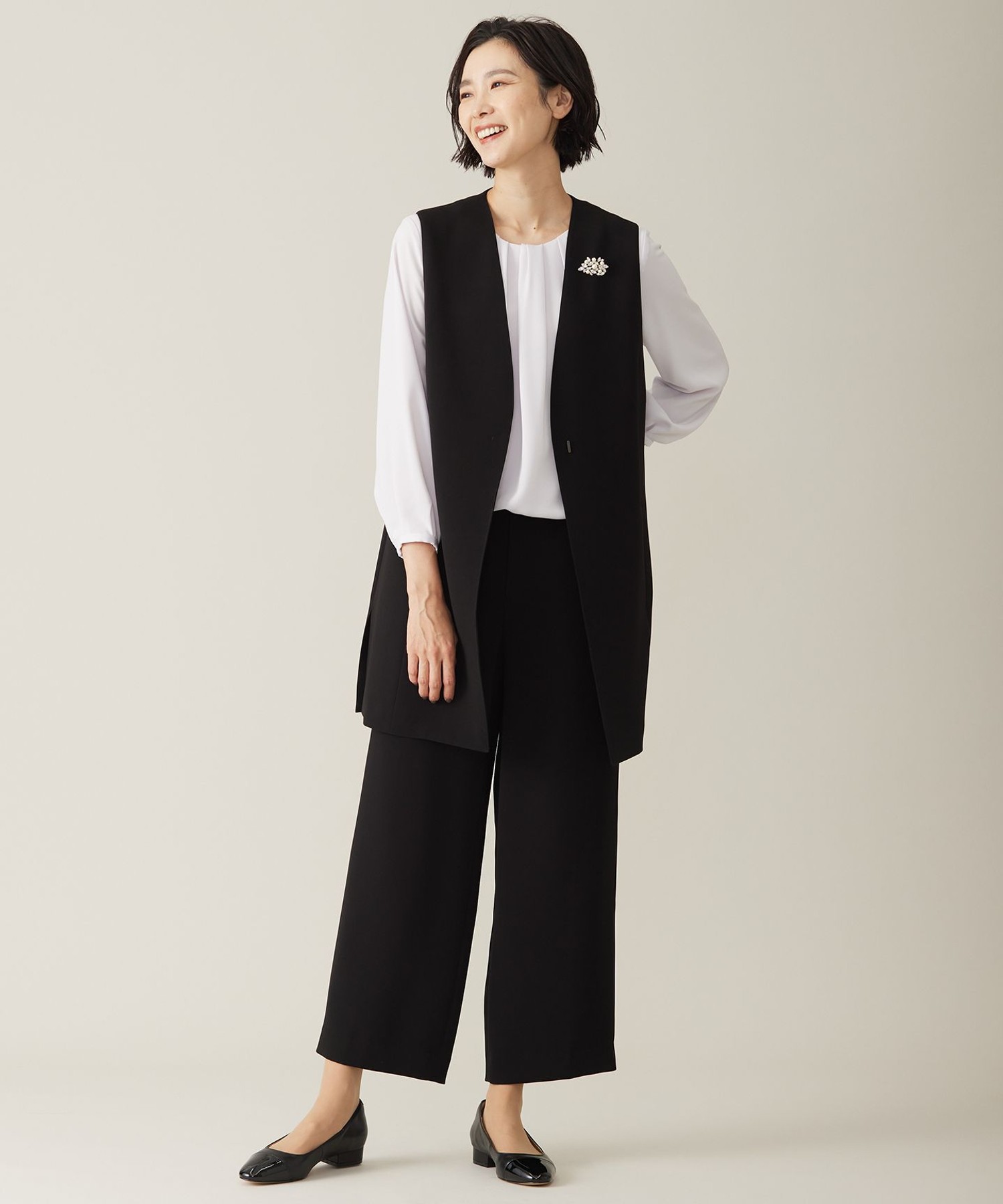 【WEB限定カラーあり・洗える】セラテリーダブルクロス セミワイド パンツ