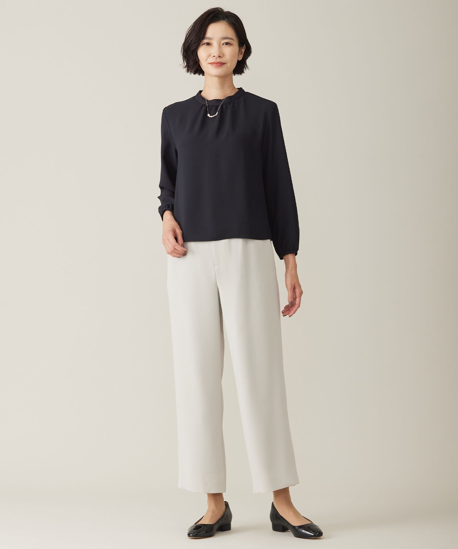 【WEB限定カラーあり・洗える】セラテリーダブルクロス セミワイド パンツ