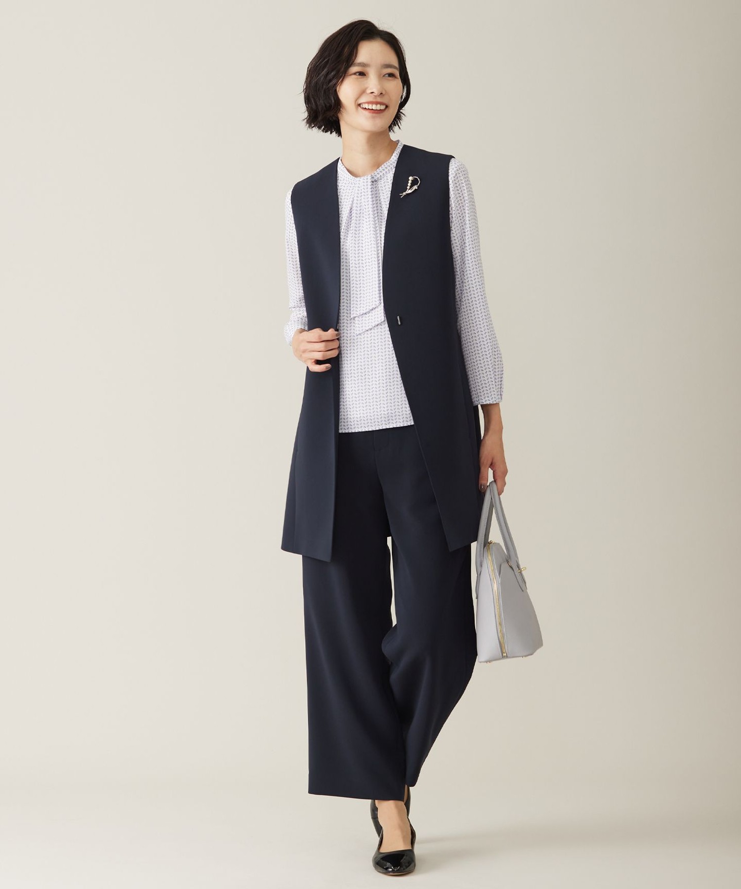 【WEB限定カラーあり・洗える】セラテリーダブルクロス セミワイド パンツ