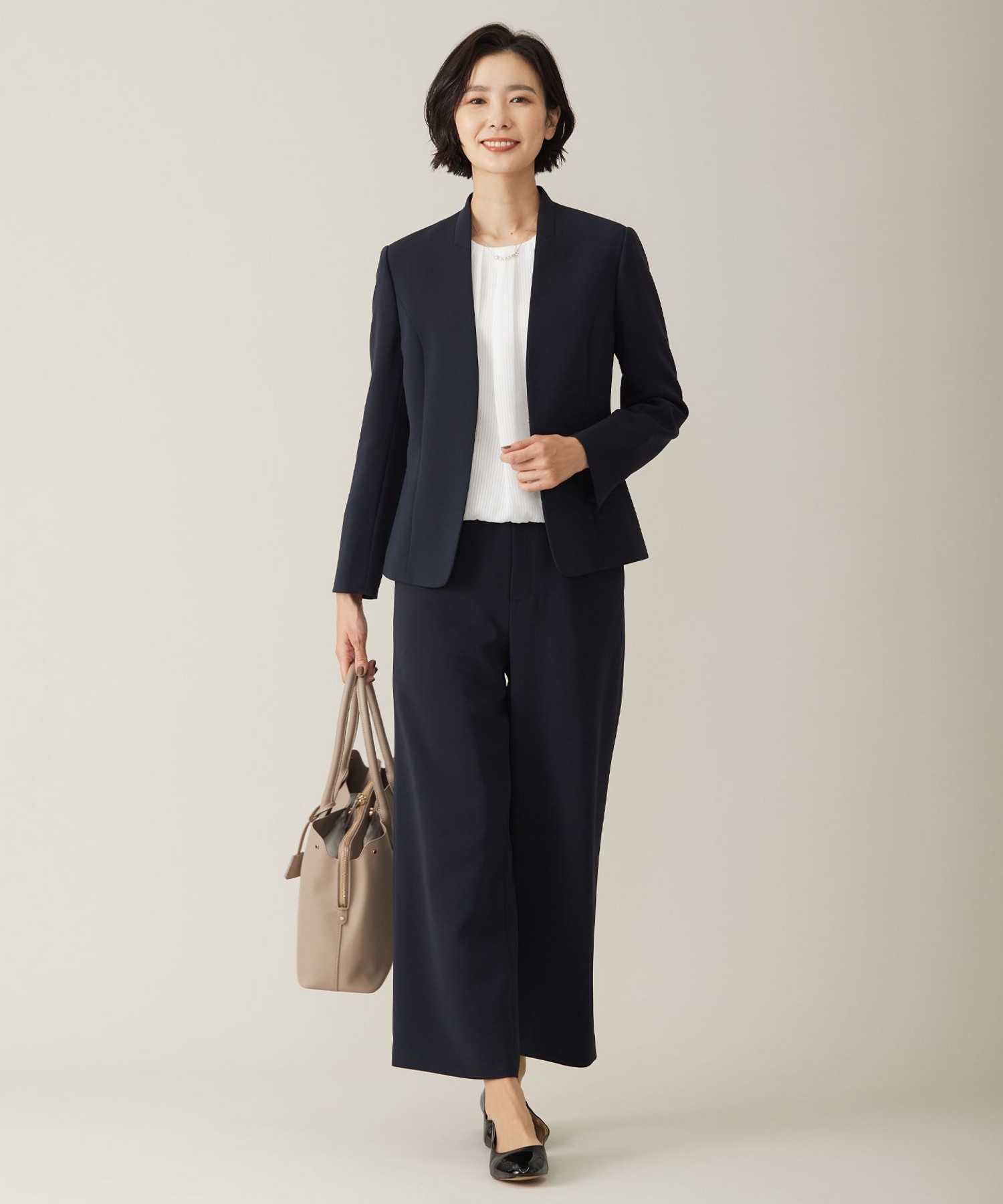 【WEB限定カラーあり・洗える】セラテリーダブルクロス セミワイド パンツ